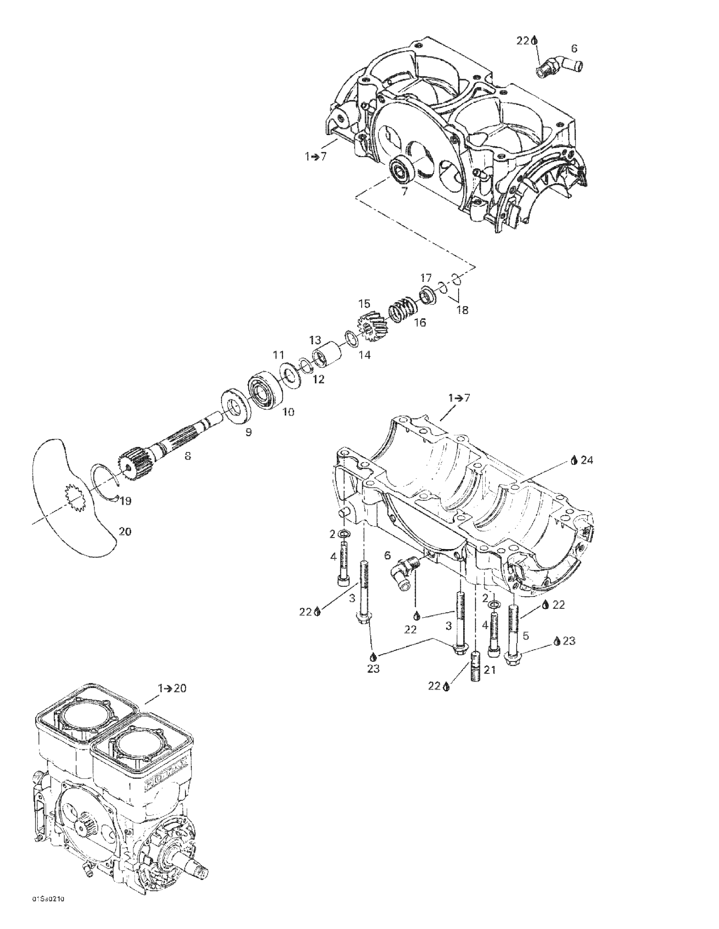 Схема узла: Crankcase, Rotary Valve