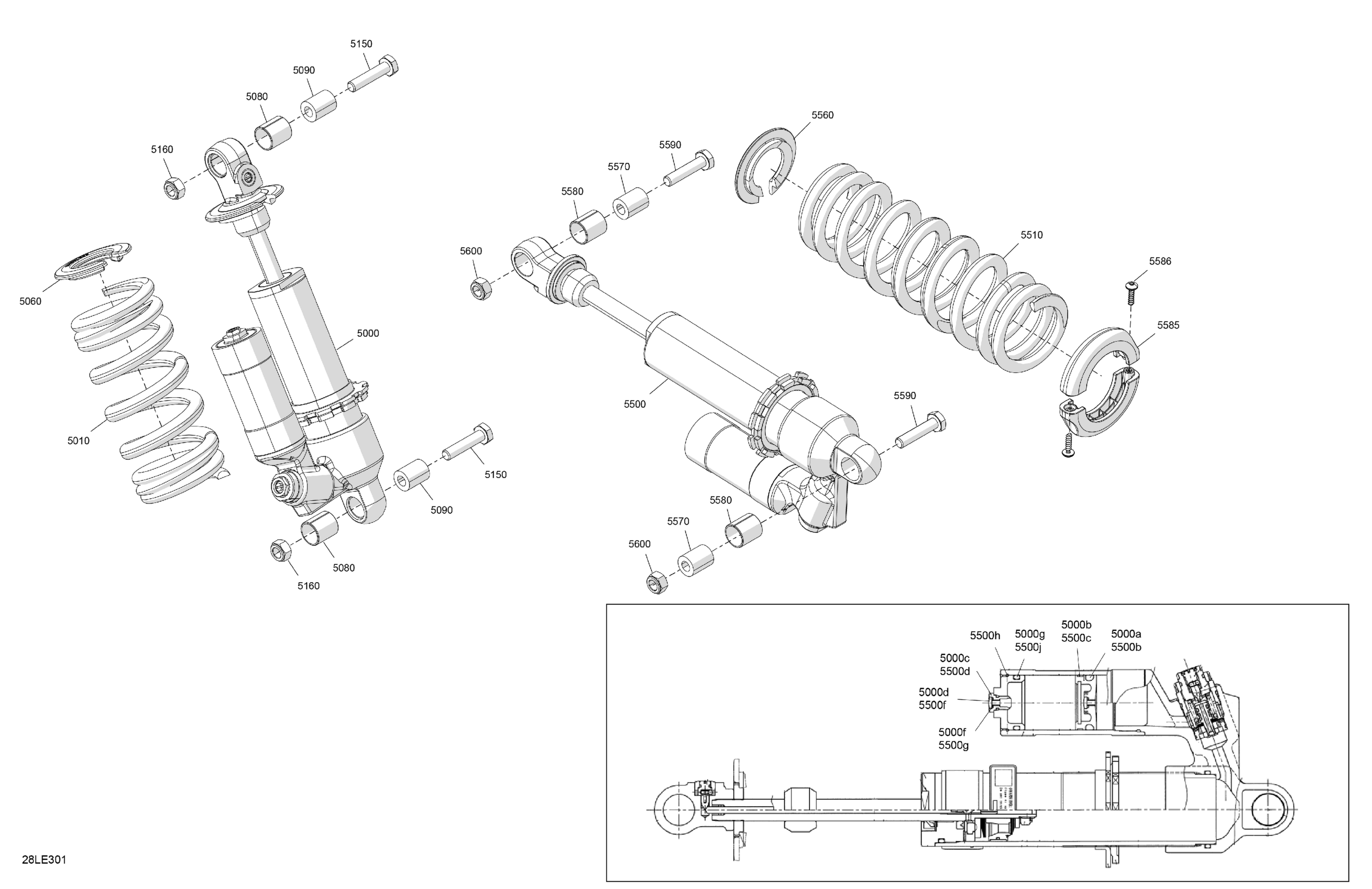 Схема узла: Suspension - Rear Shocks