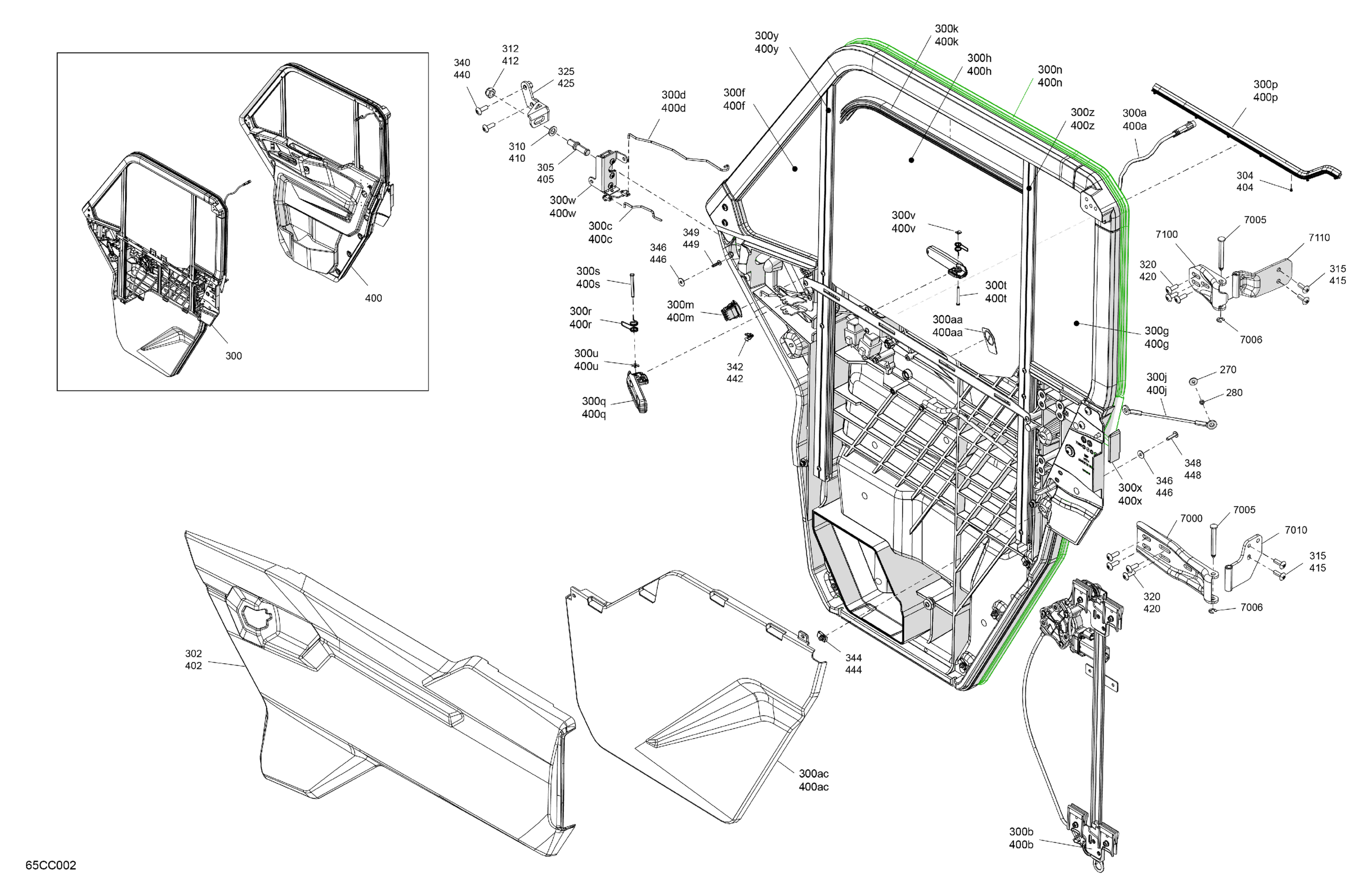 Схема узла: Enclosure Cab - Front Doors