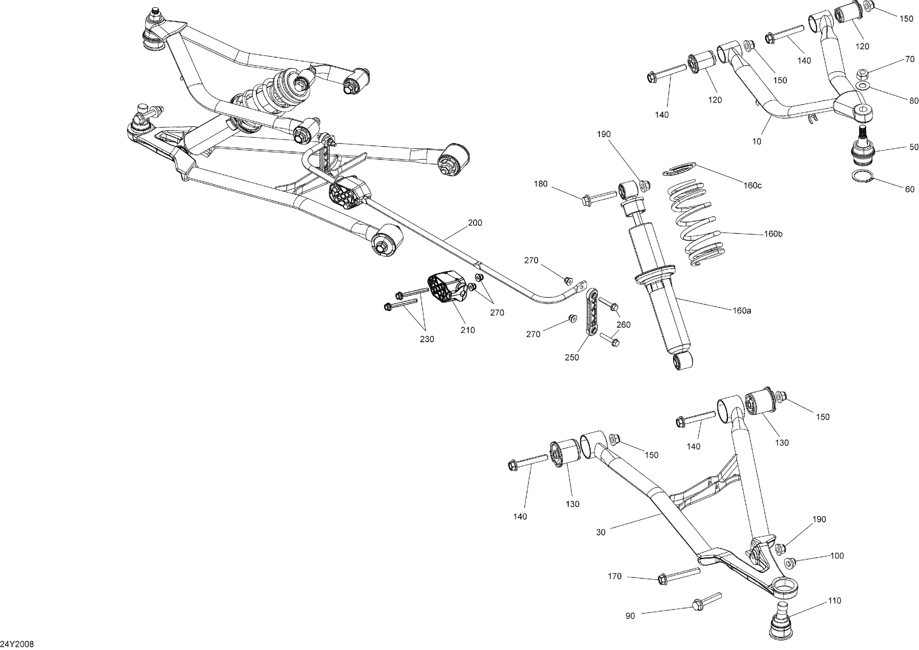 Схема узла: Suspension, Front - A Arms - Shocks