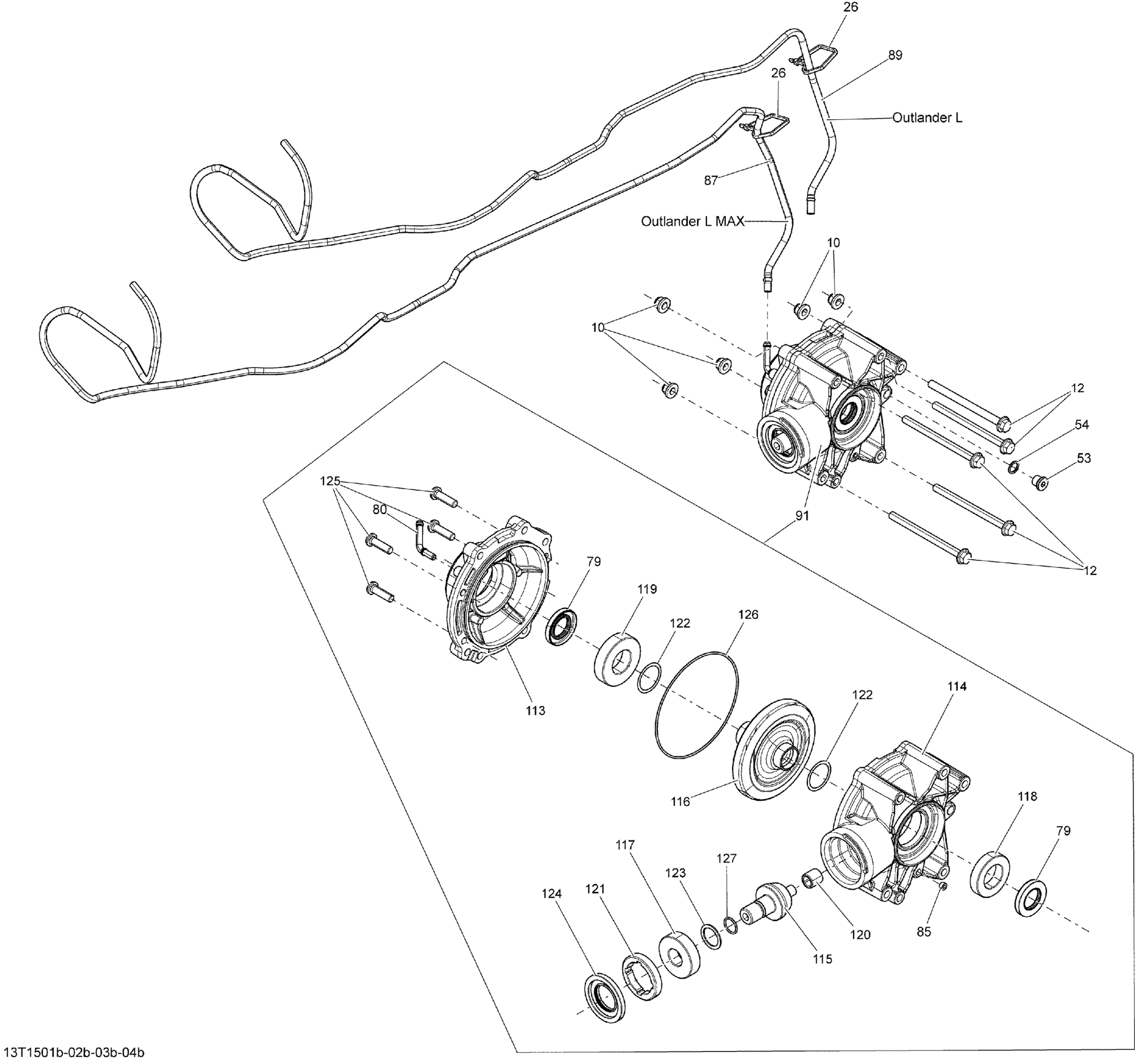 Схема узла: Drive System, Rear Differential_13T1503b