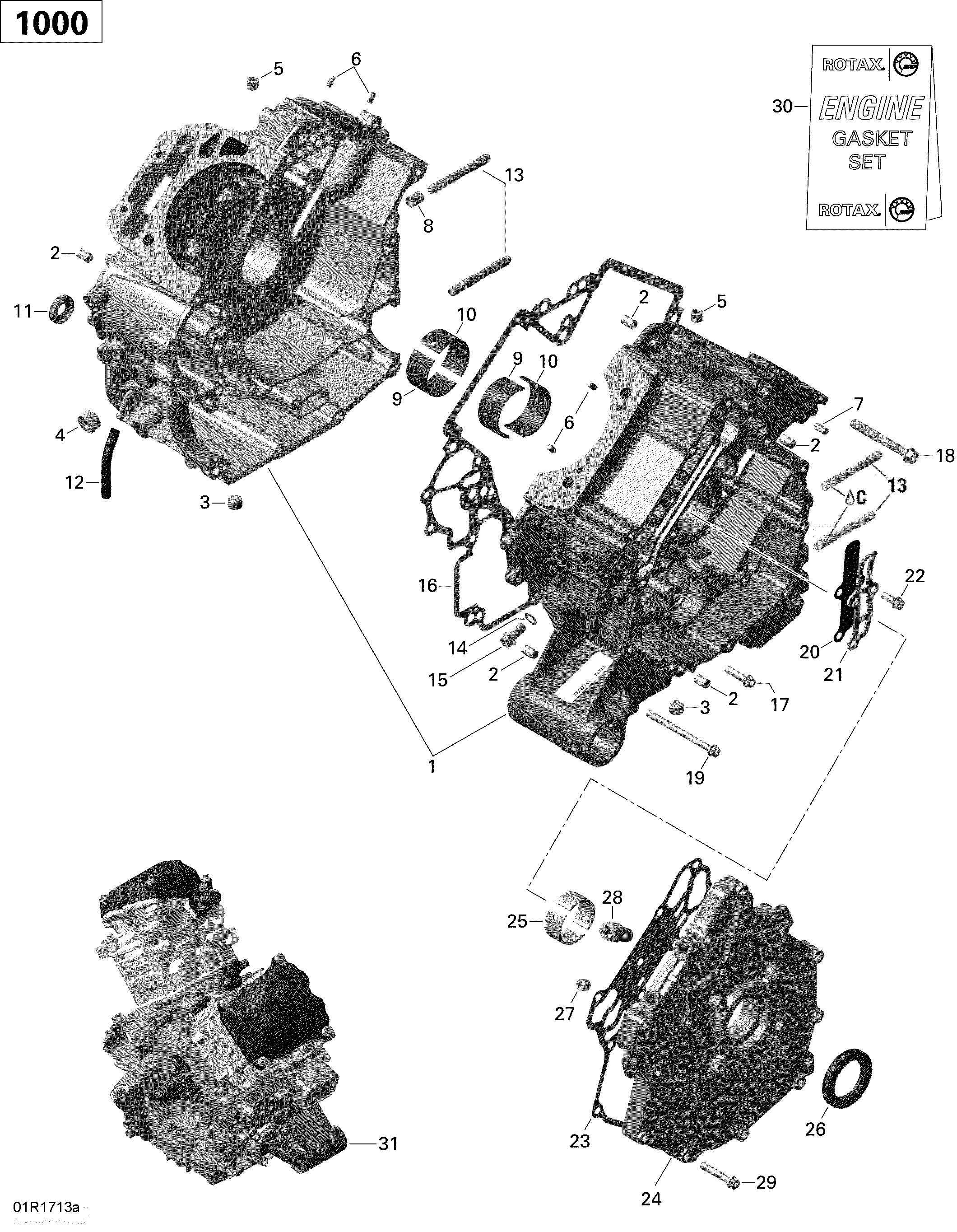 Схема узла: Crankcase - 1000R EFI (XMR)