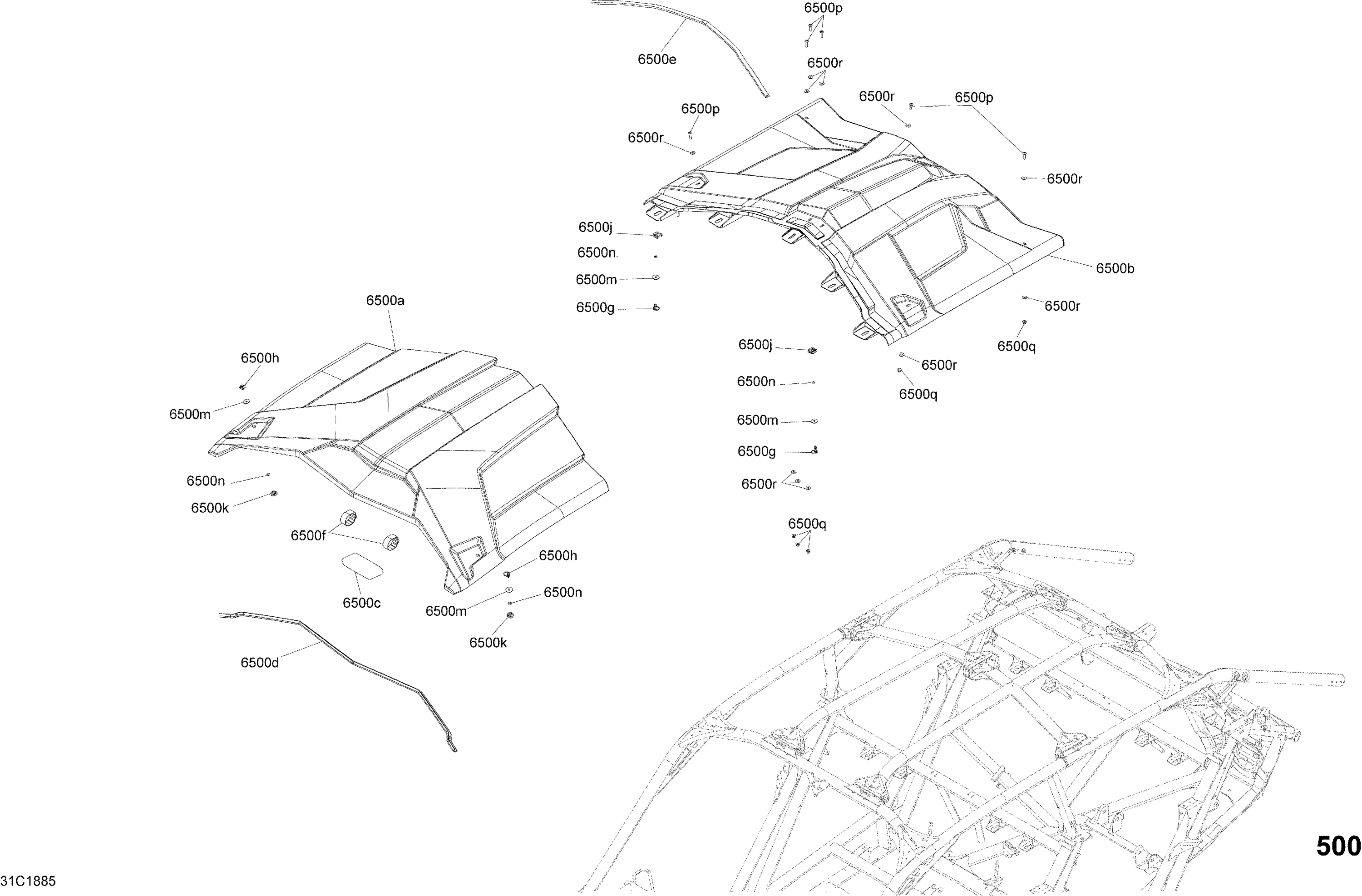 Схема узла: Body Roof Part Maverick X3 MAX Timeless Black Models - Package XRSDPS