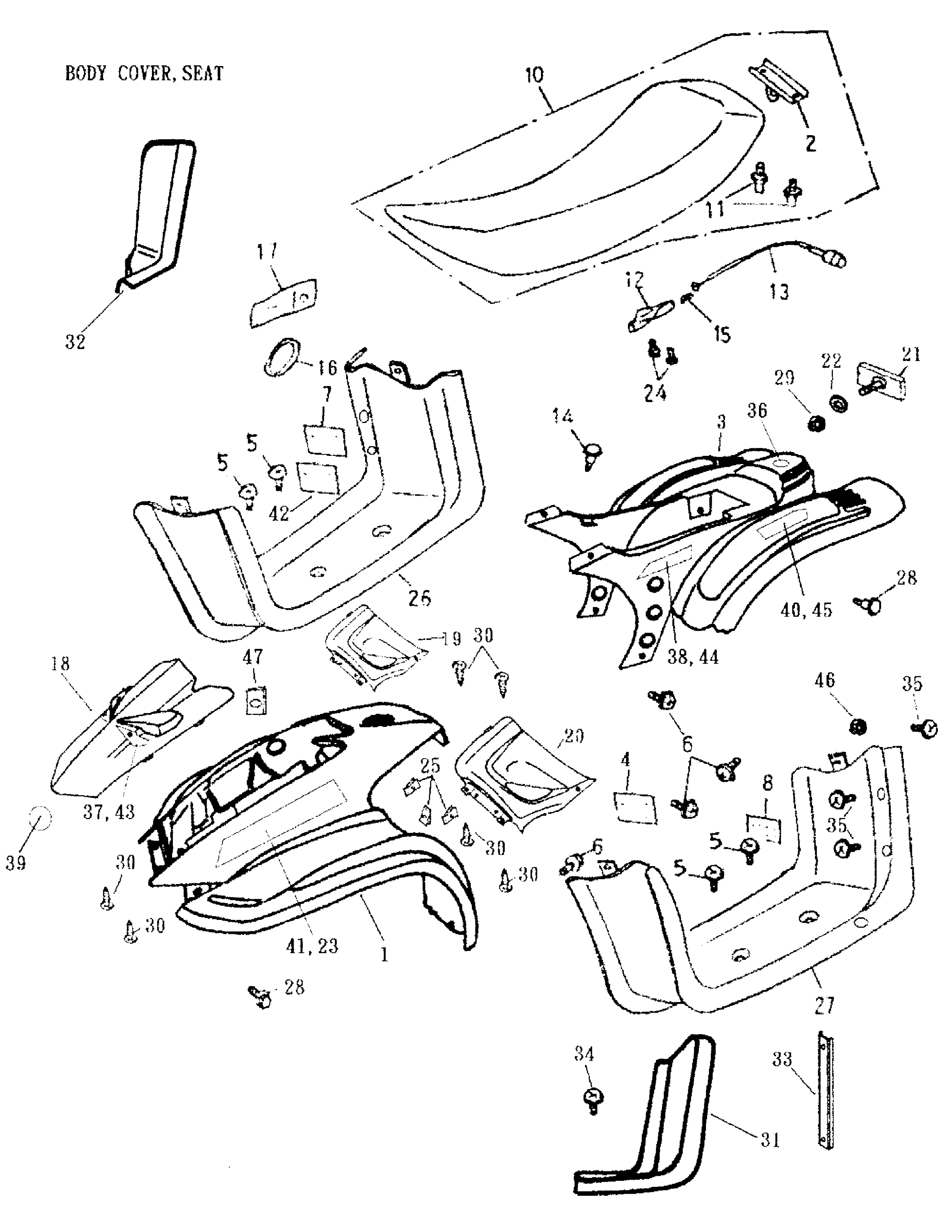 Схема узла: Body Cover, Seat 166a-15