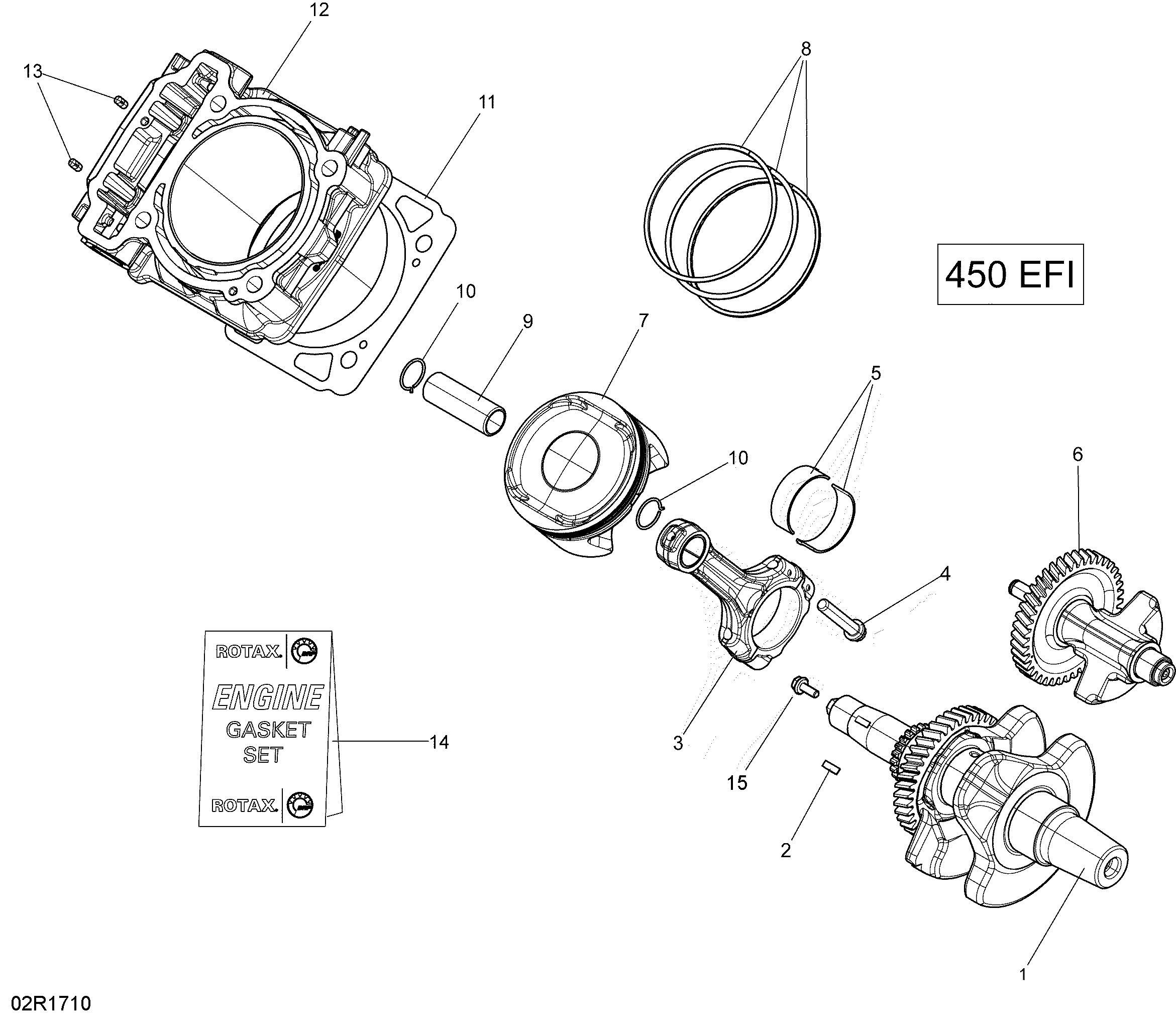 Crankshaft and Pistons - 450 EFI;