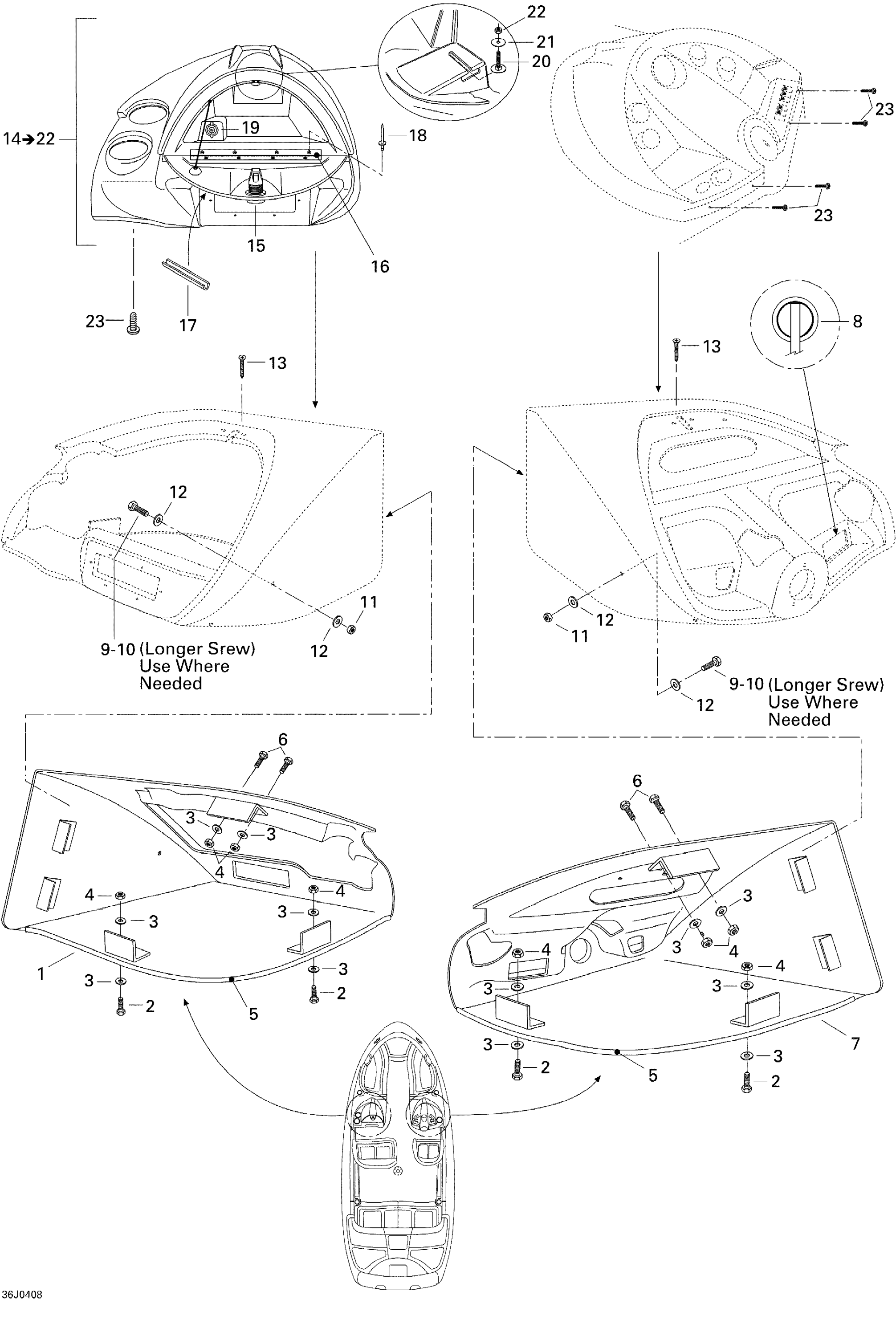 Схема узла: Front Console and Glove Box