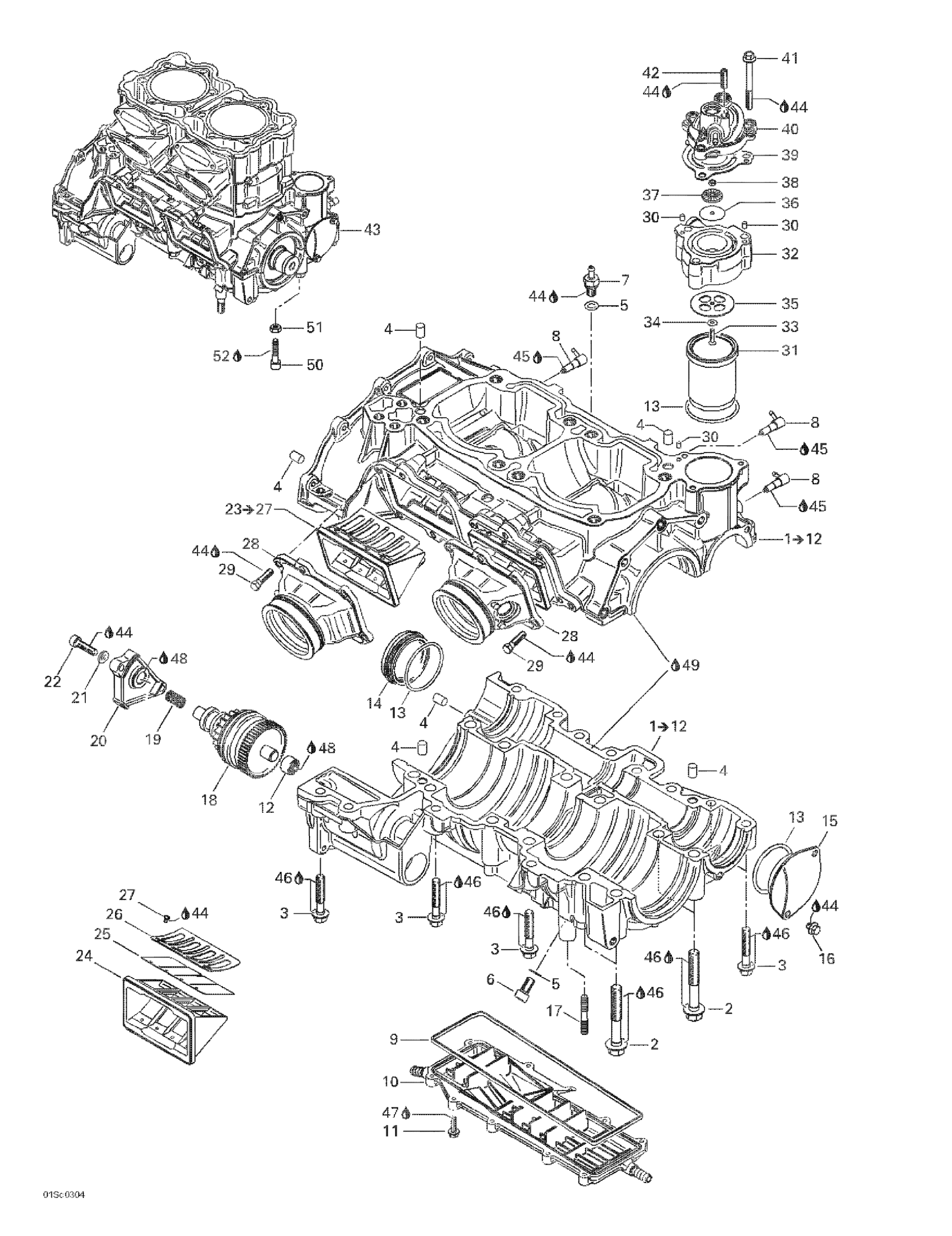 Схема узла: Crankcase, Reed Valve