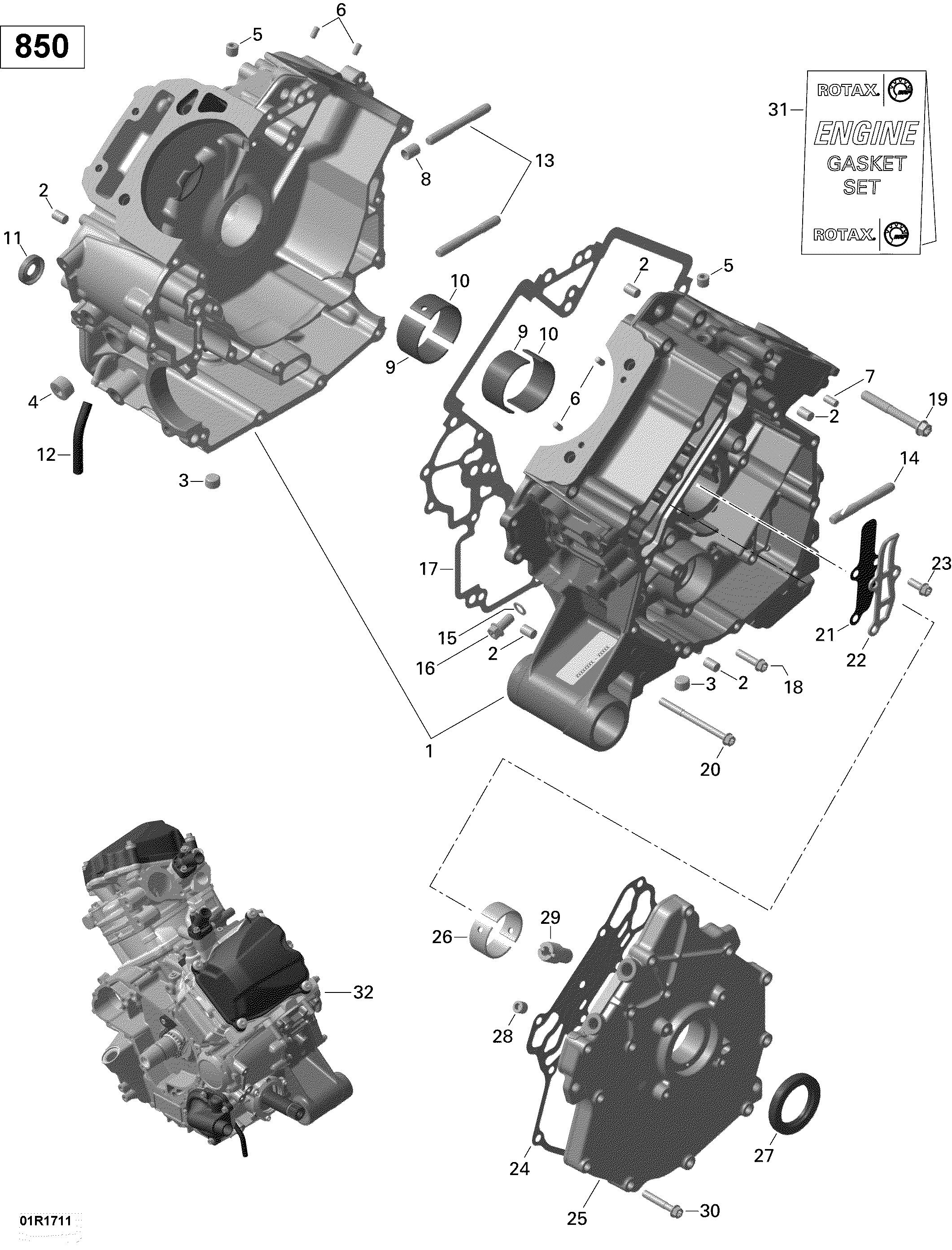 Rotax - Crankcase - 850 EFI