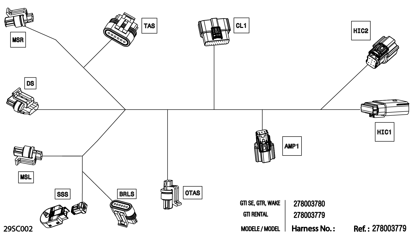 Схема узла: Electric - Steering Wiring Harness - 278003780