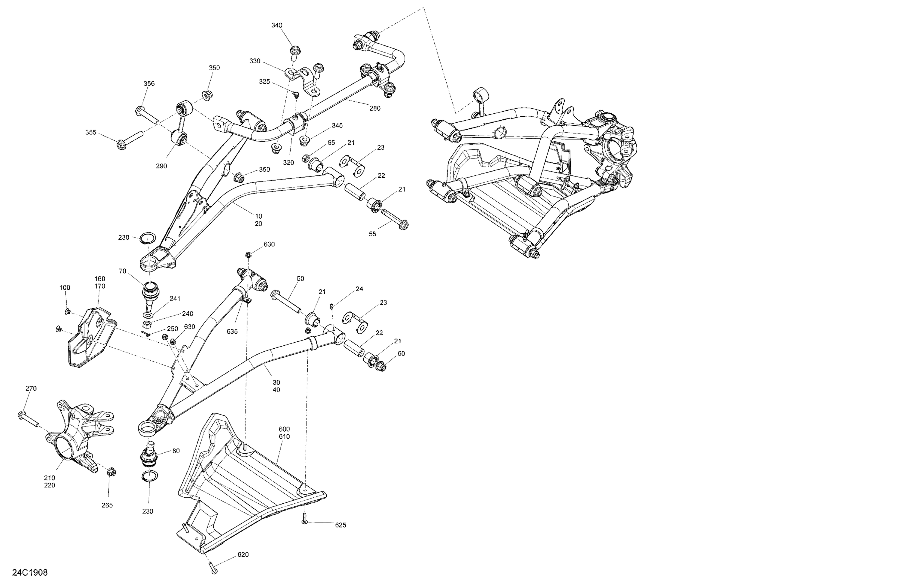 Схема узла: Front Suspension - 1000R - Package XRC