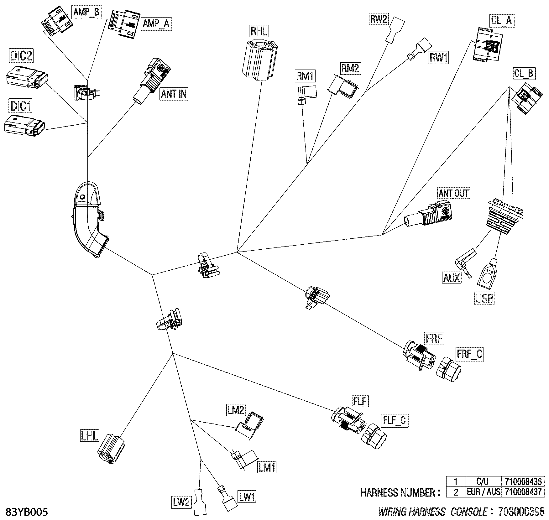 Схема узла: Electric - Console Wiring Harness