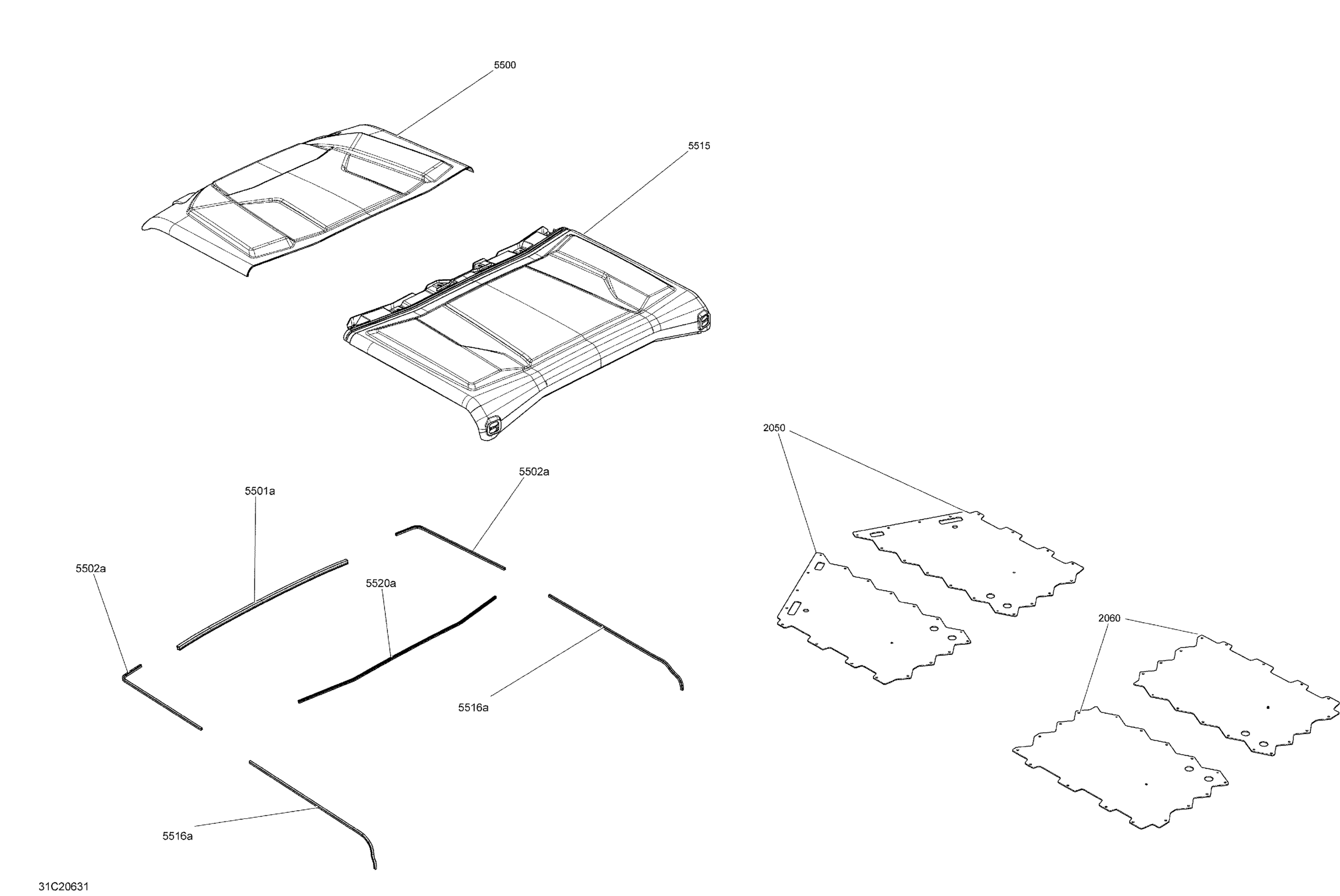 Схема узла: Body - Skid Plate - Roof Section