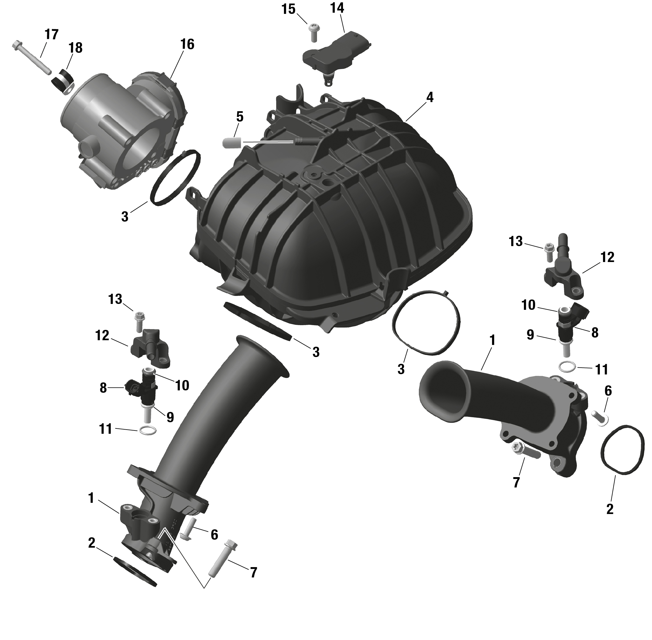 Схема узла: ROTAX - Air Intake Manifold And Throttle Body