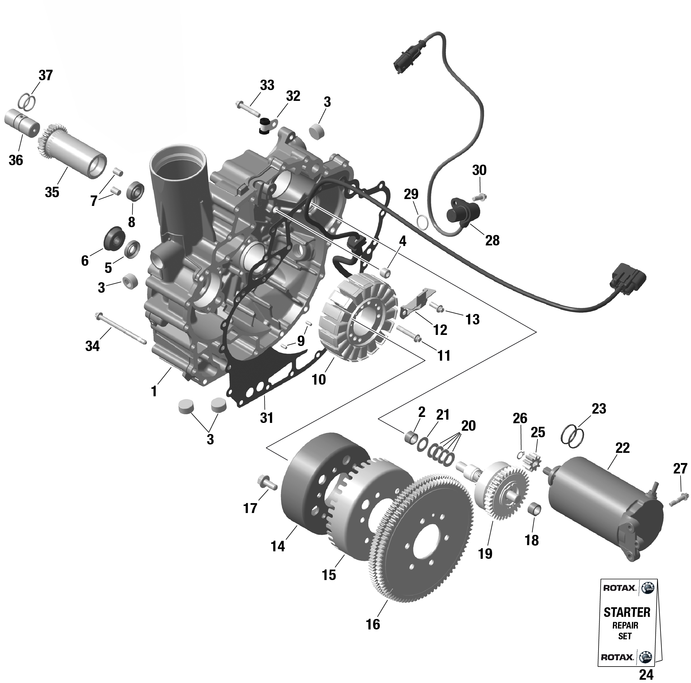 Схема узла: ROTAX - Magneto and Electric Starter