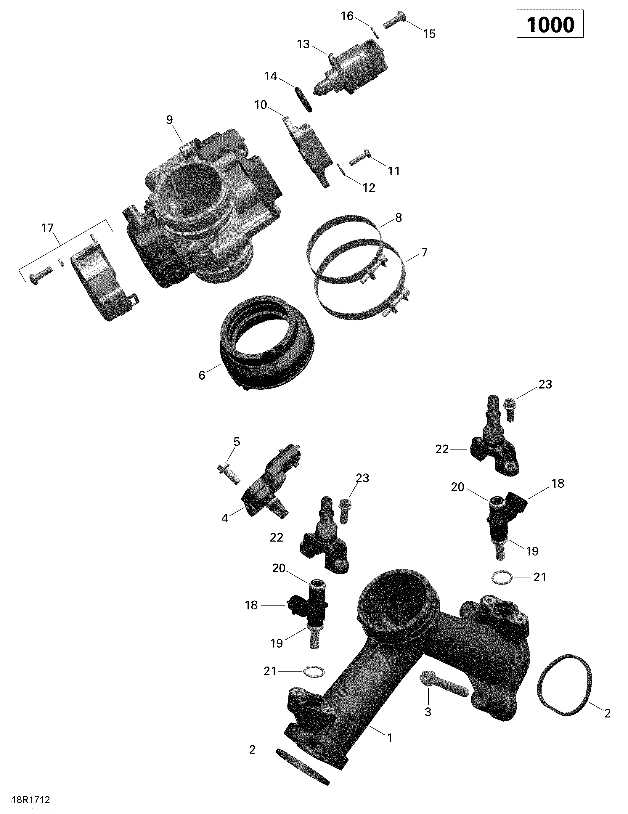 Air Intake Manifold and Throttle Body - 1000 EFI