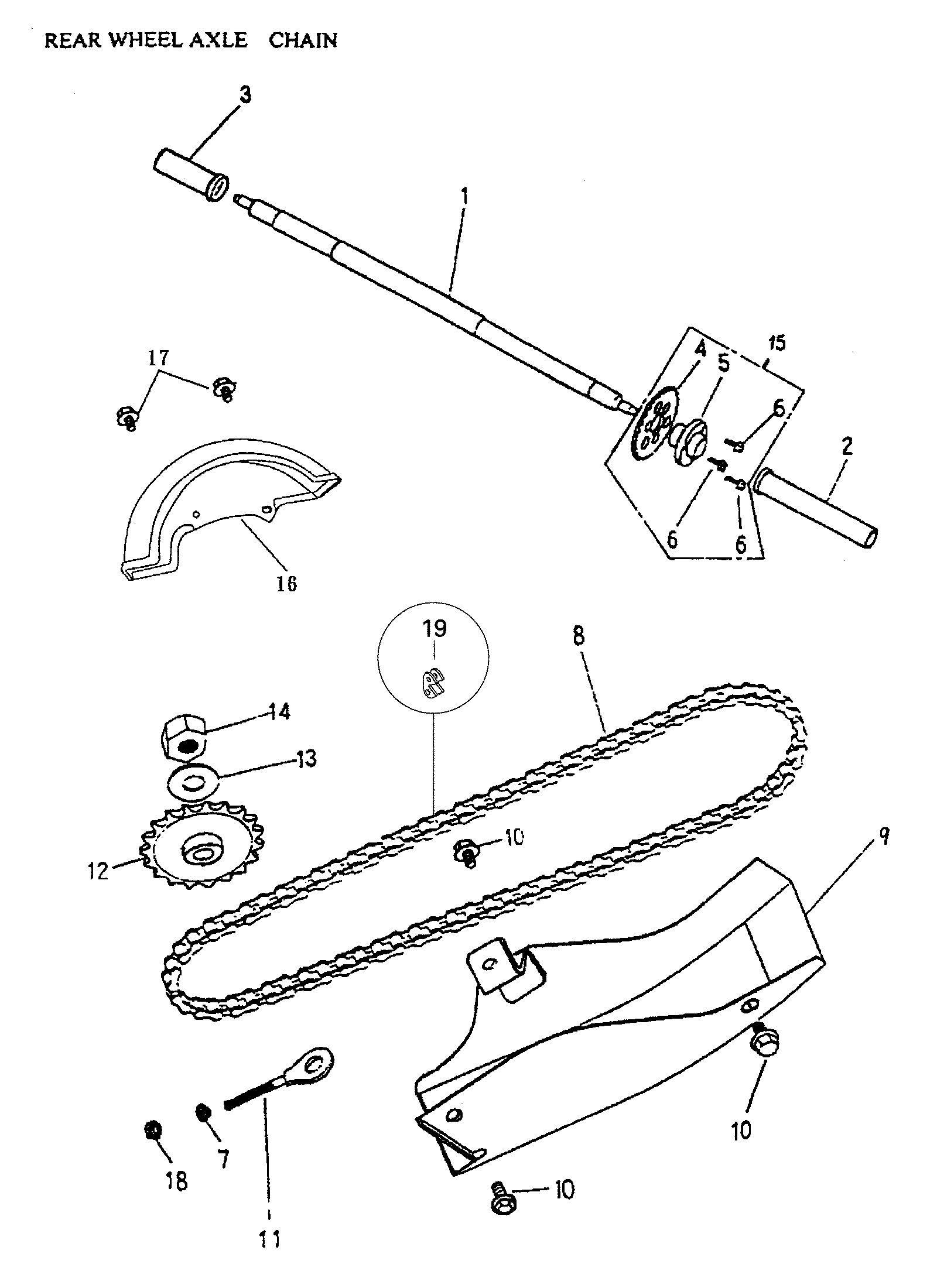 Rear Wheel Axle, Chain