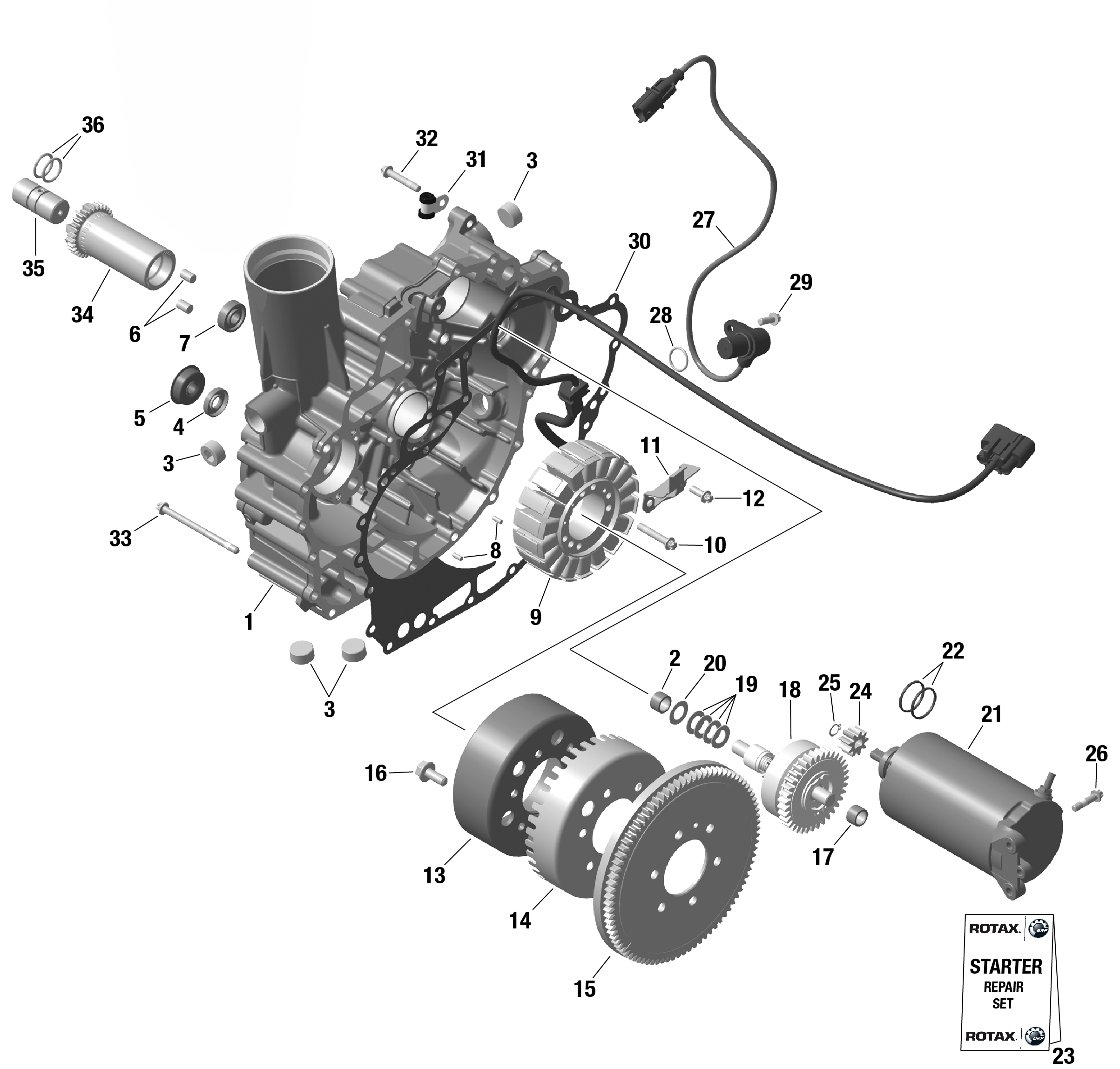 Схема узла: ROTAX - Magneto and Electric Starter