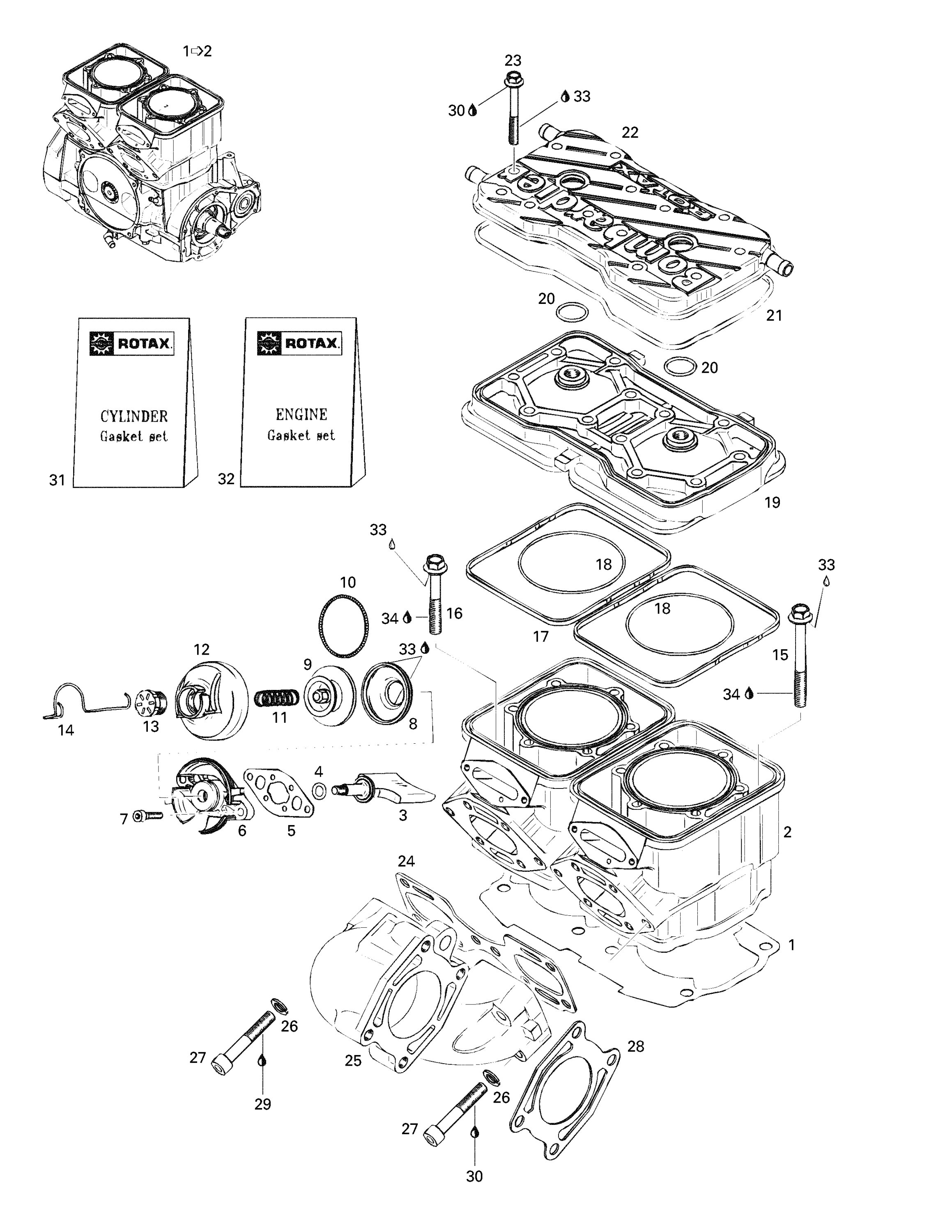 Схема узла: Cylinder, Exhaust Manifold