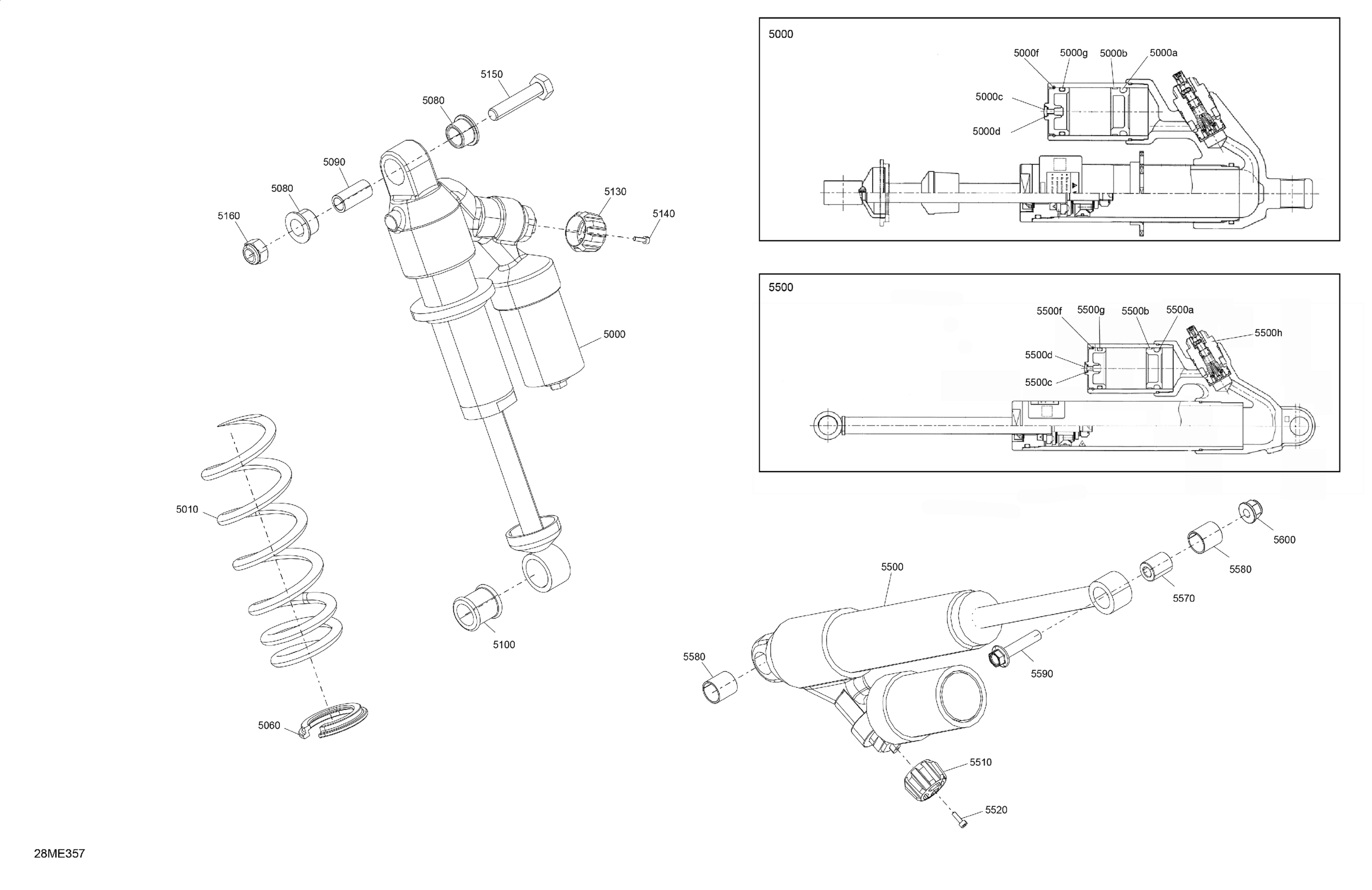 Схема узла: Suspension - Rear Shocks