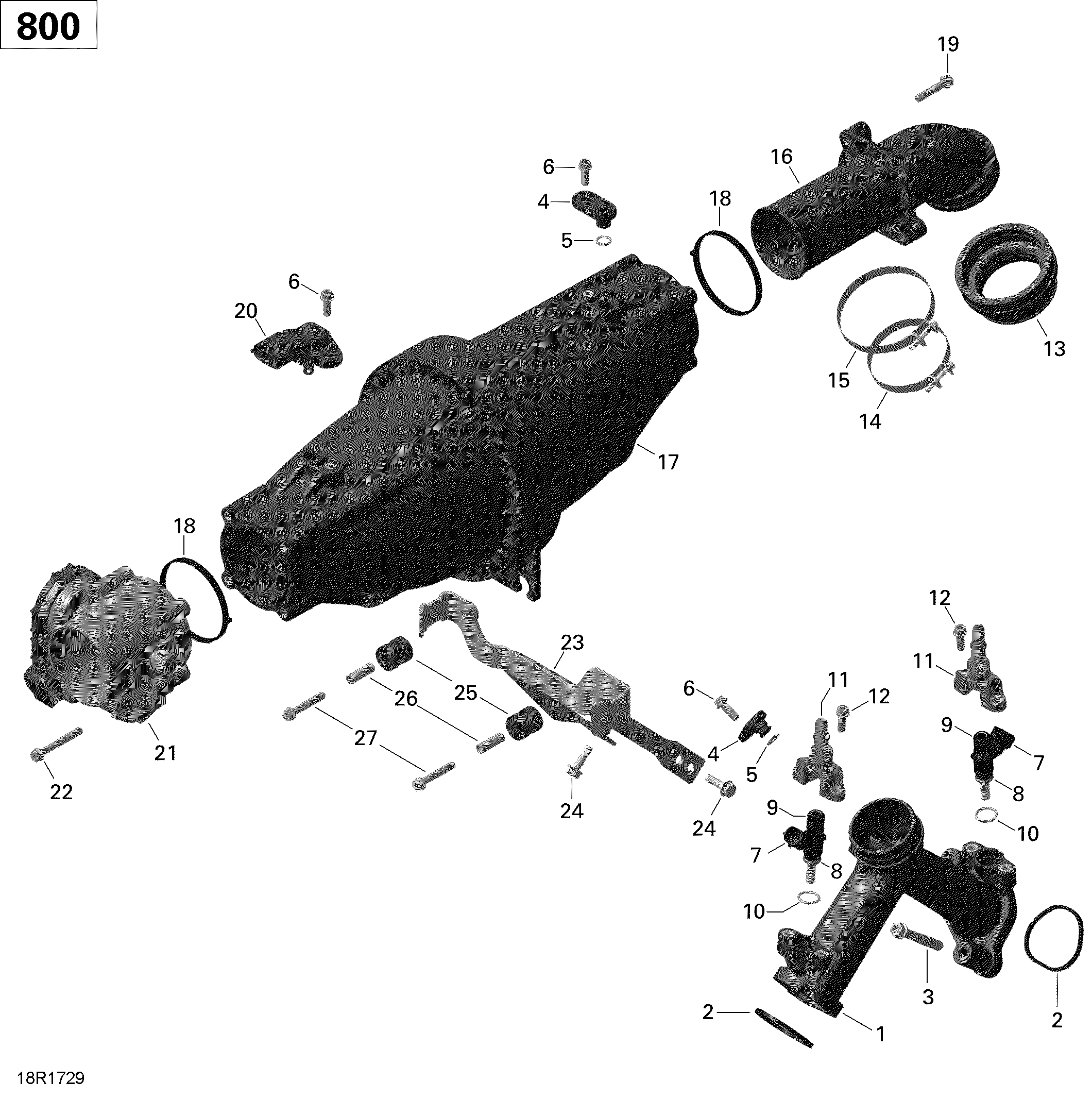 Air Intake Manifold and Throttle Body - 800R EFI