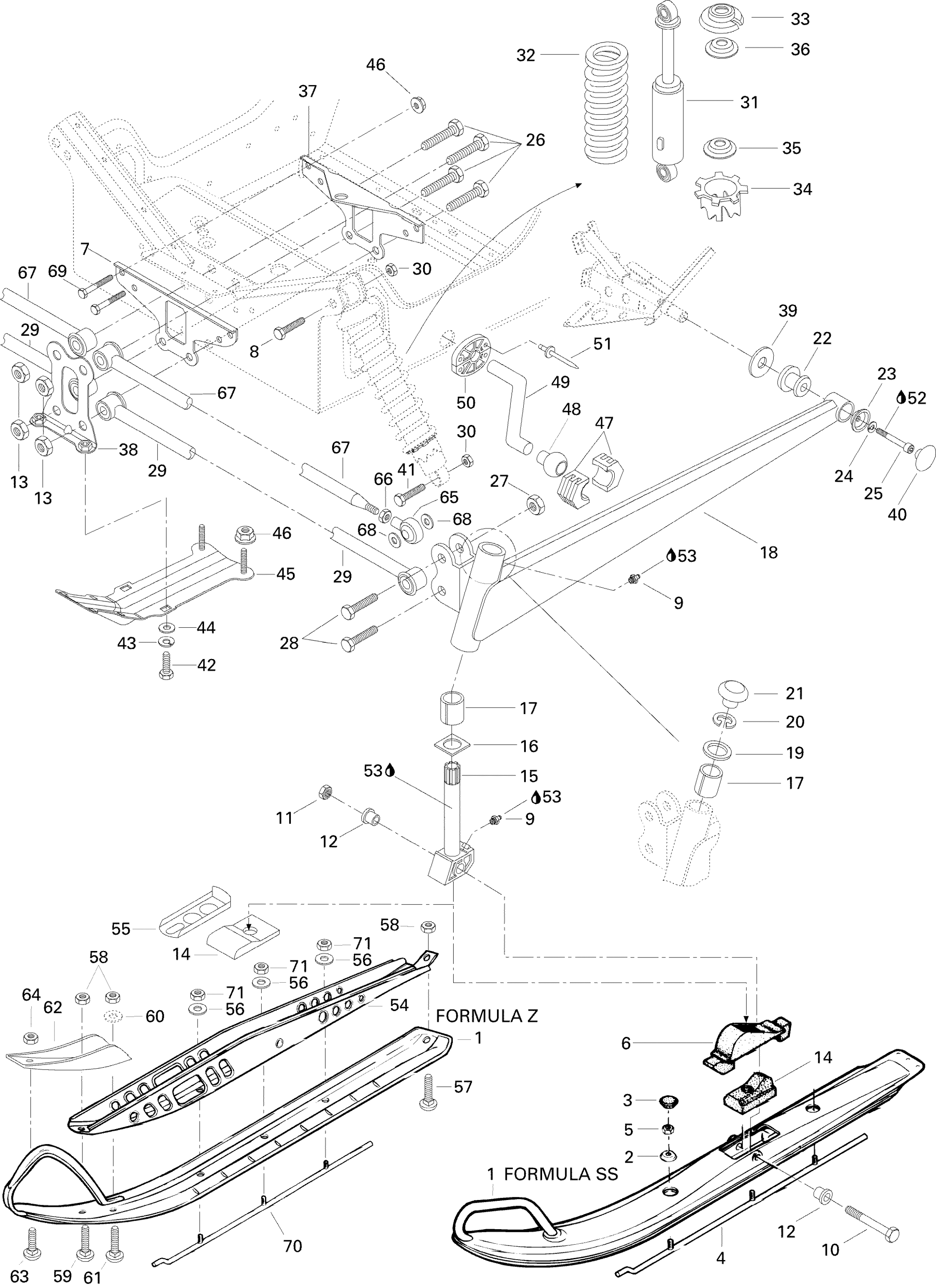 Схема узла: Front Suspension And Ski Formula Z