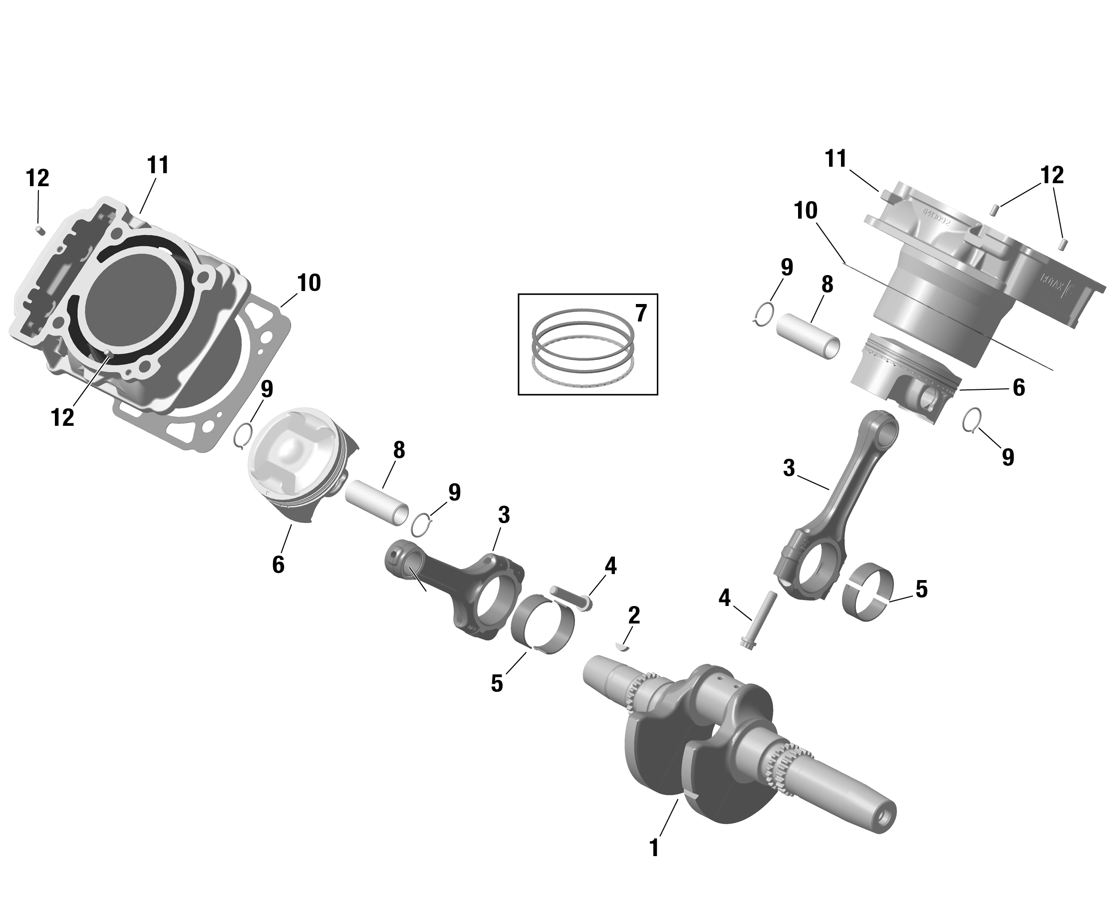 Схема узла: ROTAX - Crankshaft, Pistons and Cylinder