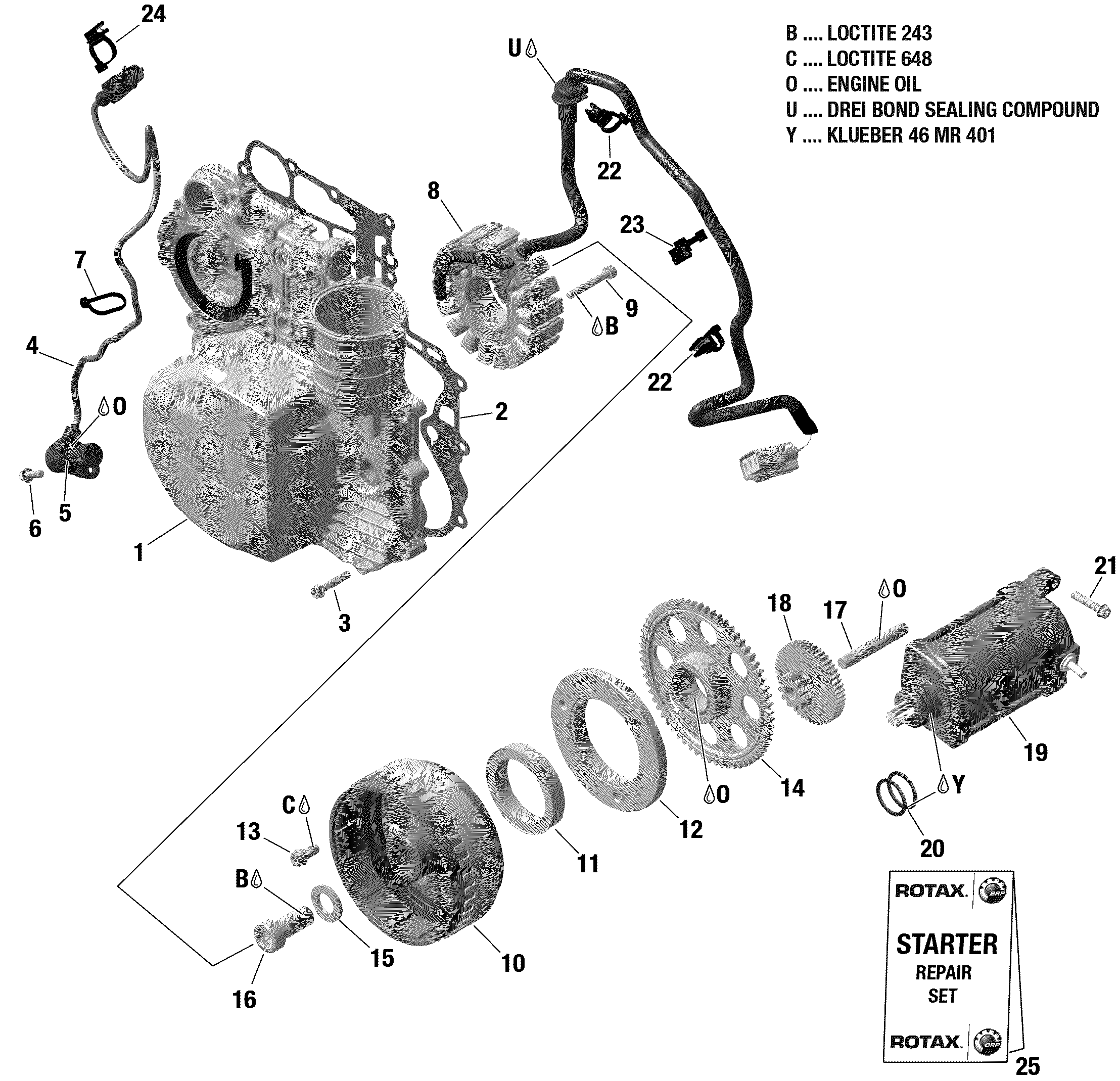 Схема узла: Rotax - Magneto / Electric Starter - 900