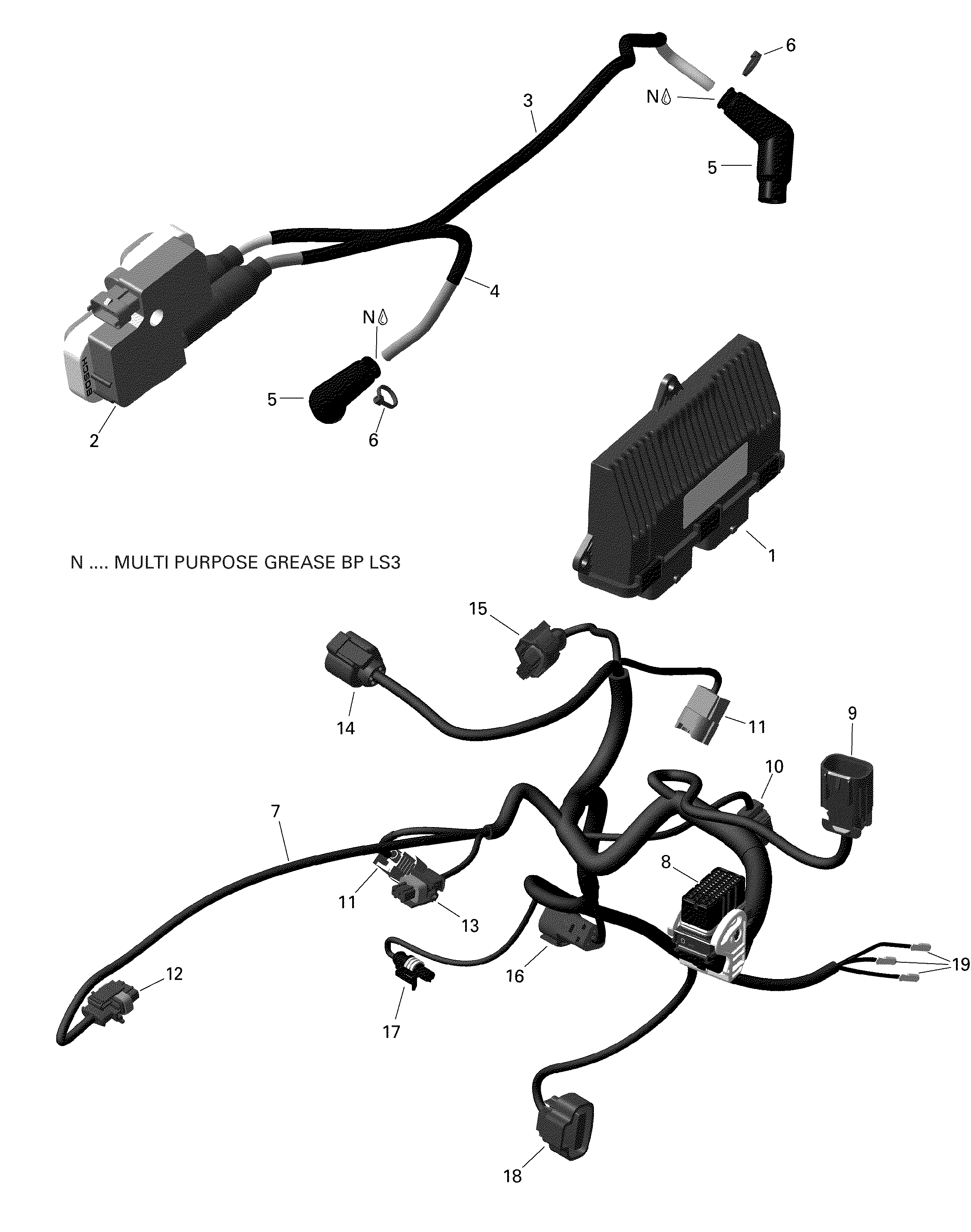 Схема узла: Engine Harness And Electronic Module  - V4 XMR