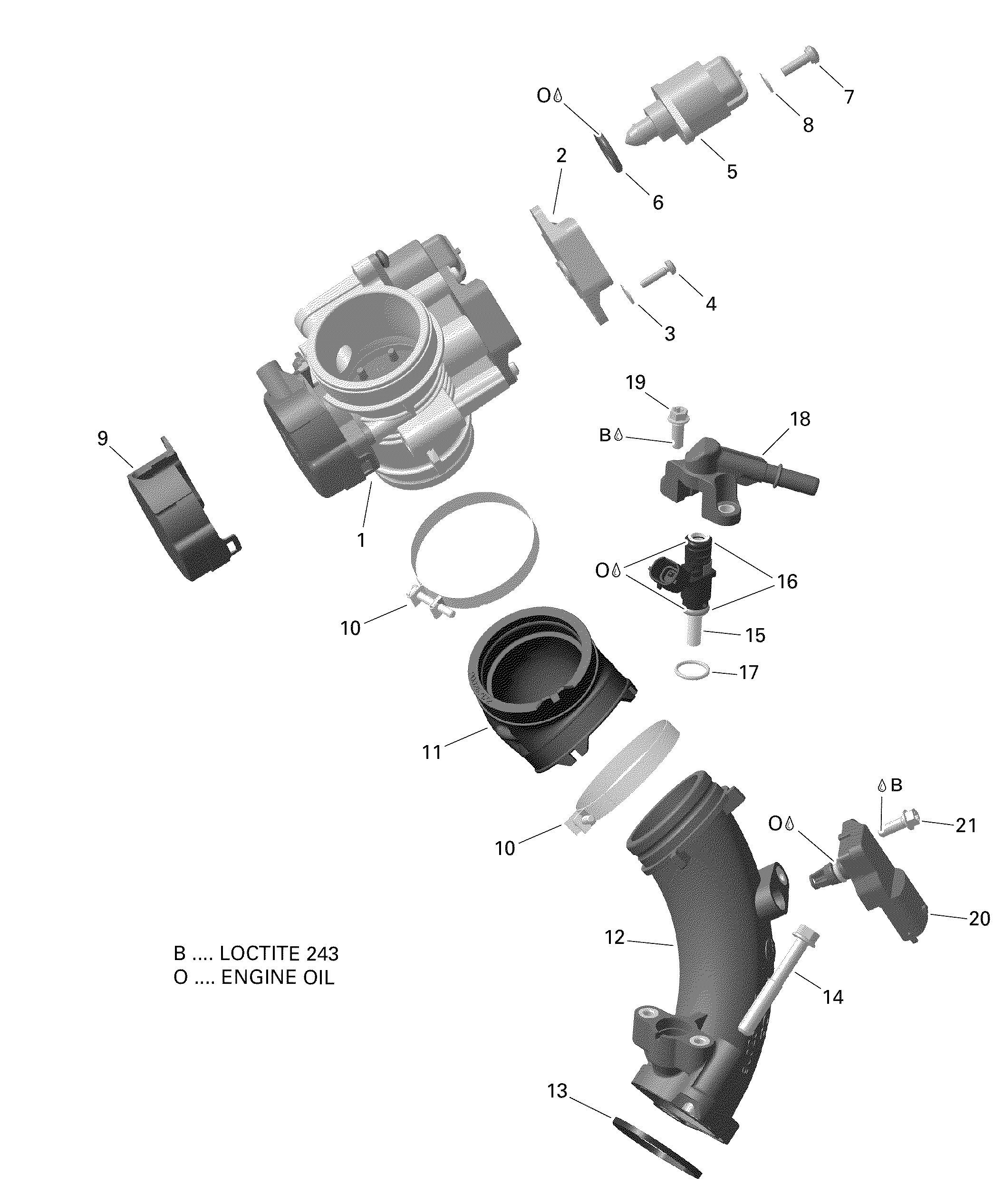 Схема узла: Air Intake Manifold And Throttle Body Except T3