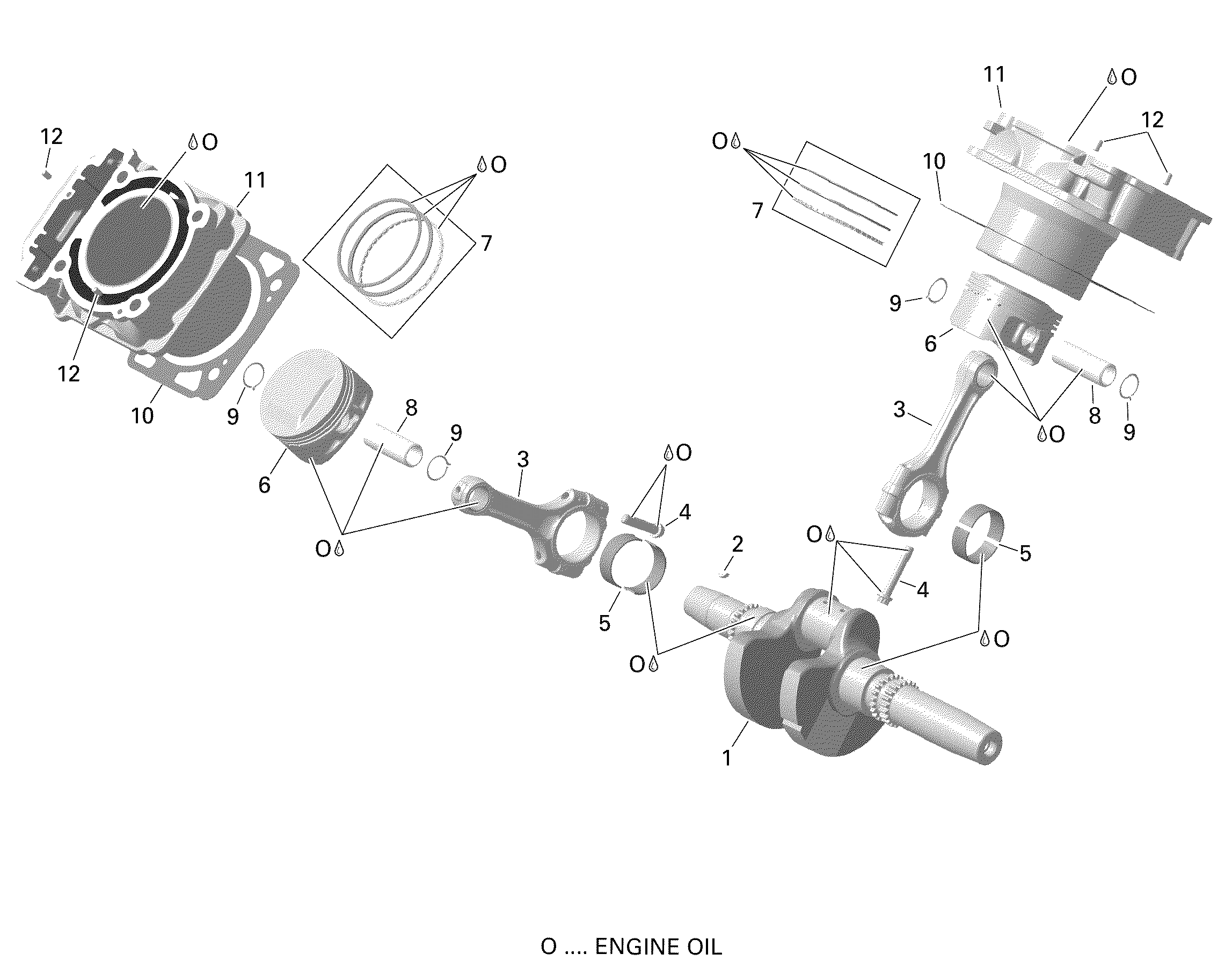 Схема узла: Rotax - Crankshaft, Piston And Cylinder