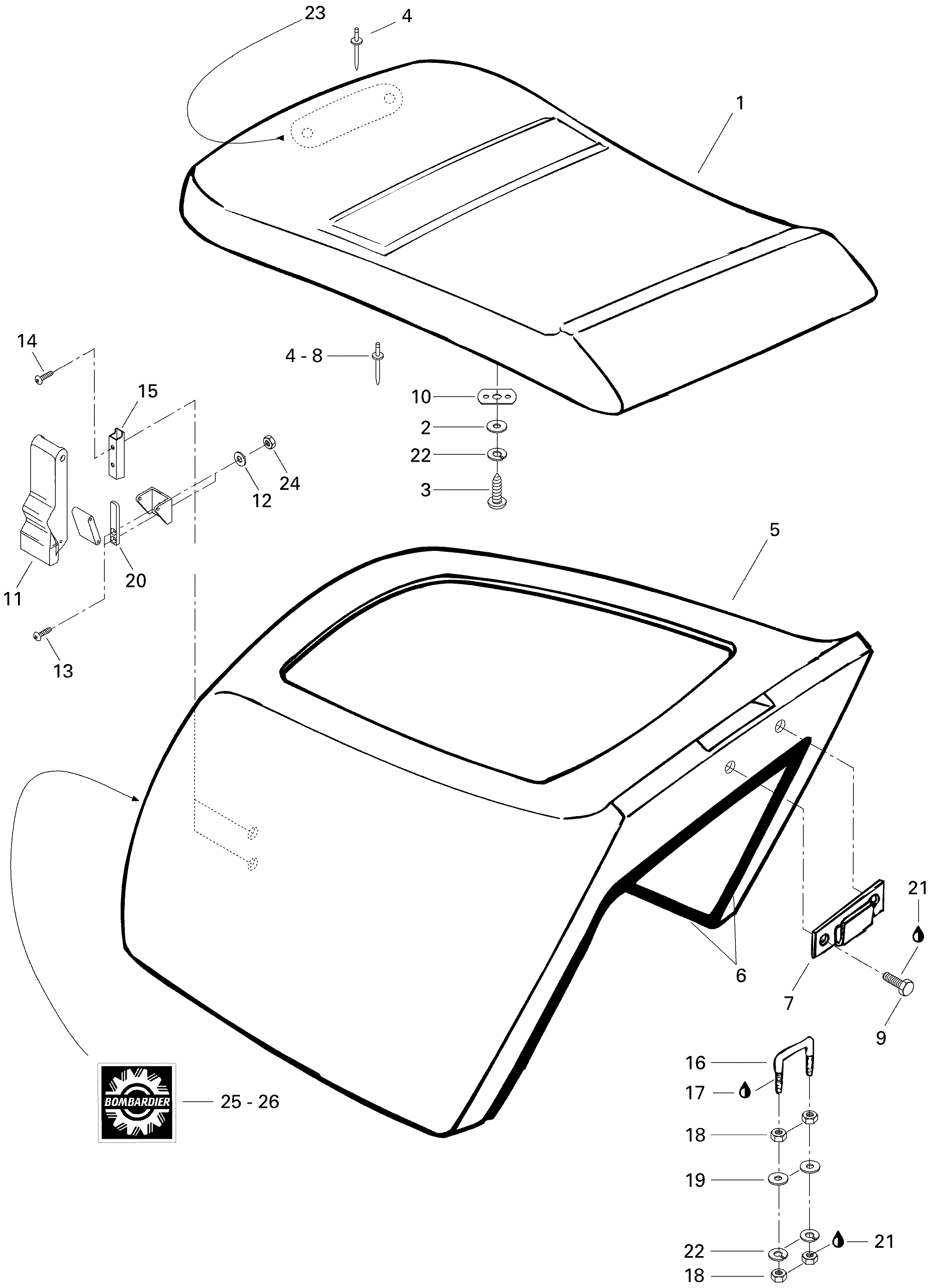 Схема узла: Seat, Engine Cover