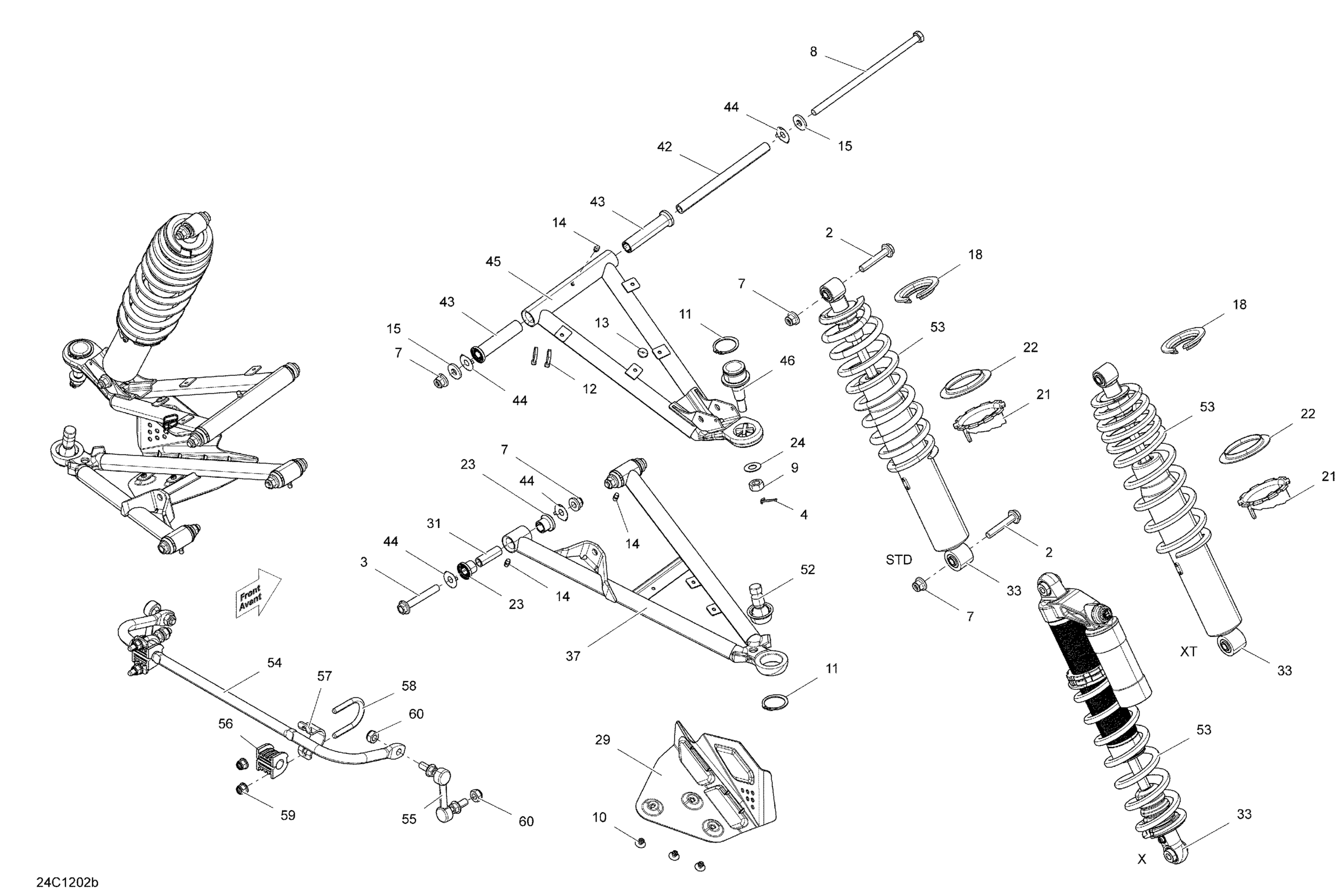 Схема узла: Front Suspension X Model