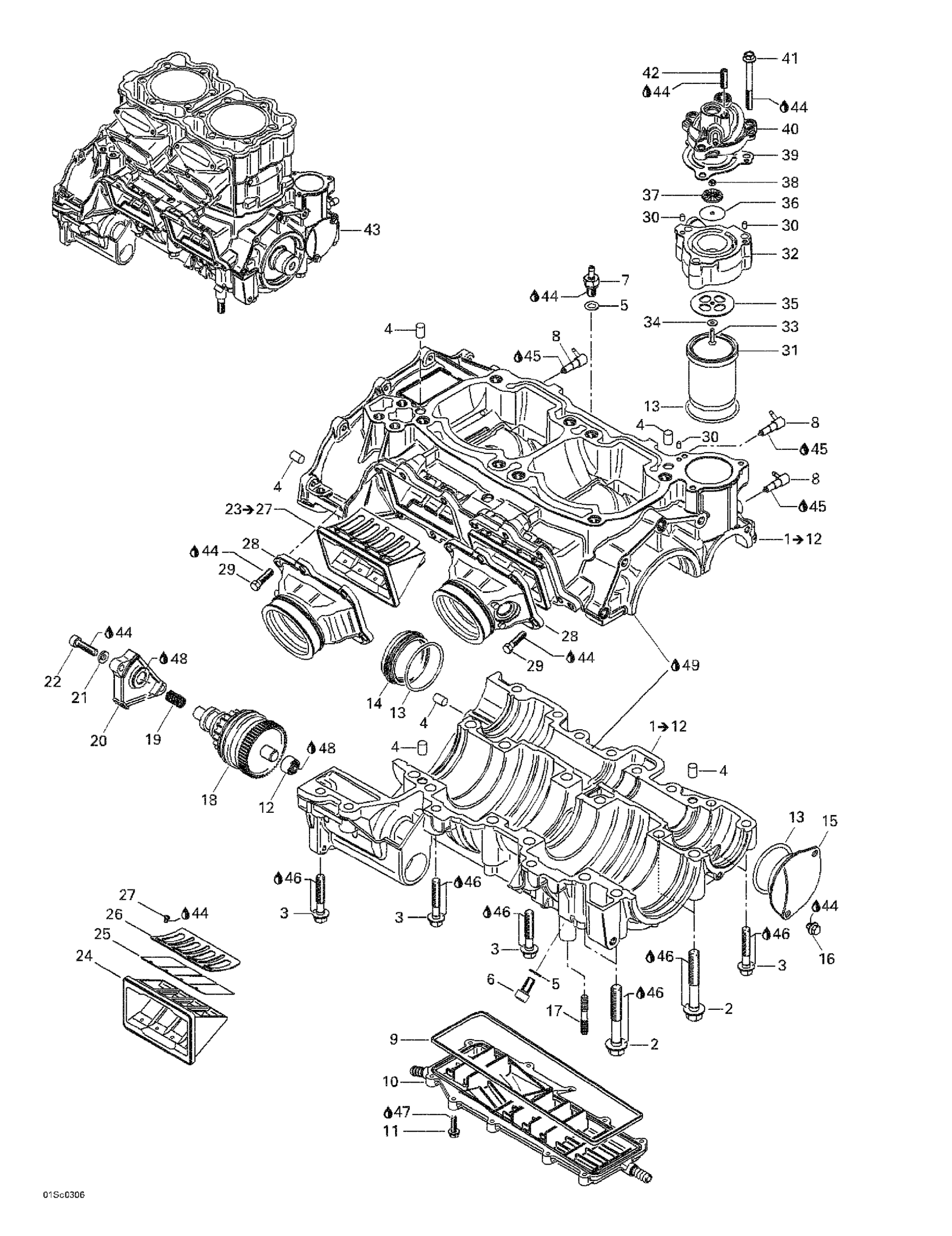 Схема узла: Crankcase, Reed Valve