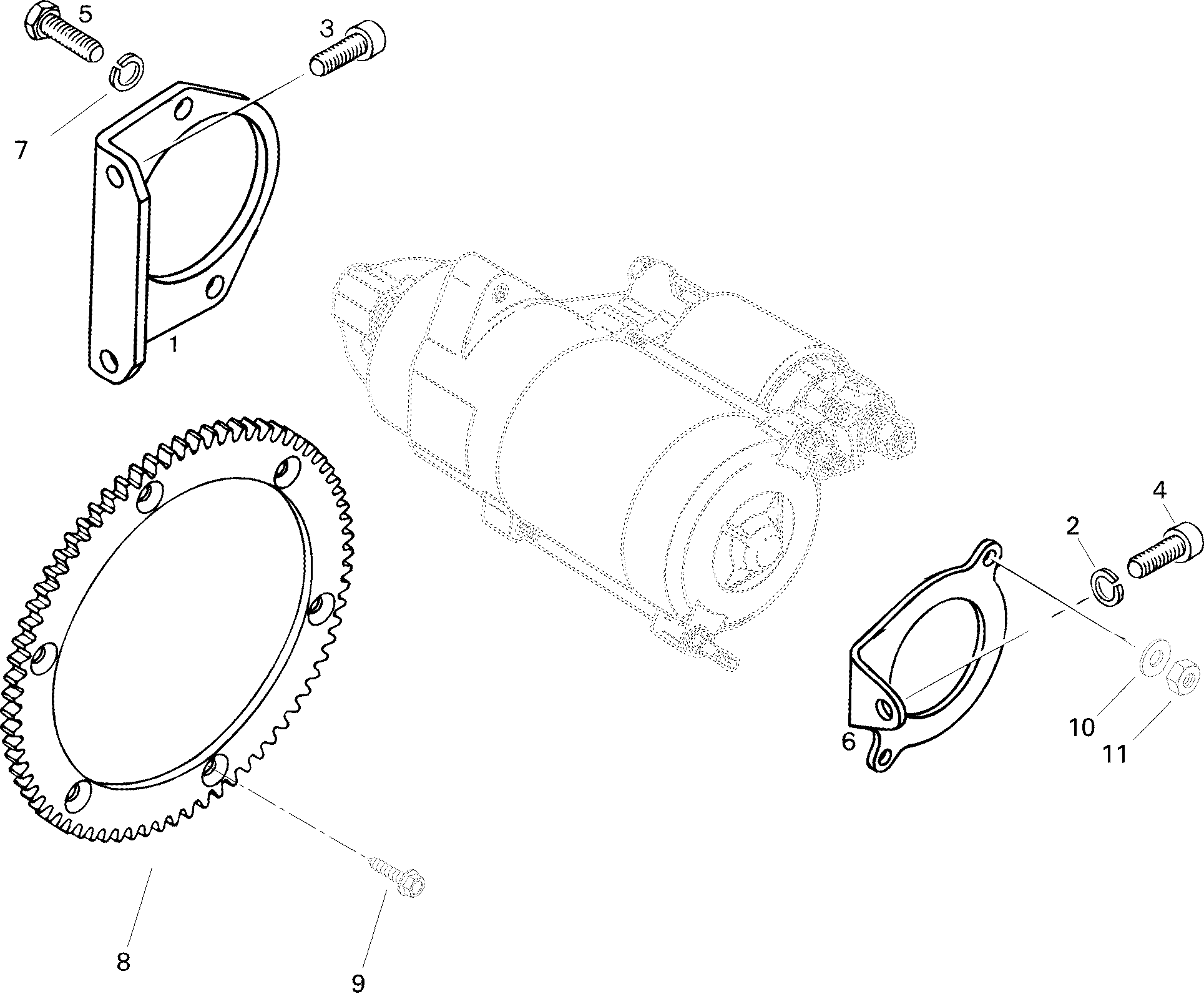 Схема узла: Electric Starter Bracket E, E LT, LE