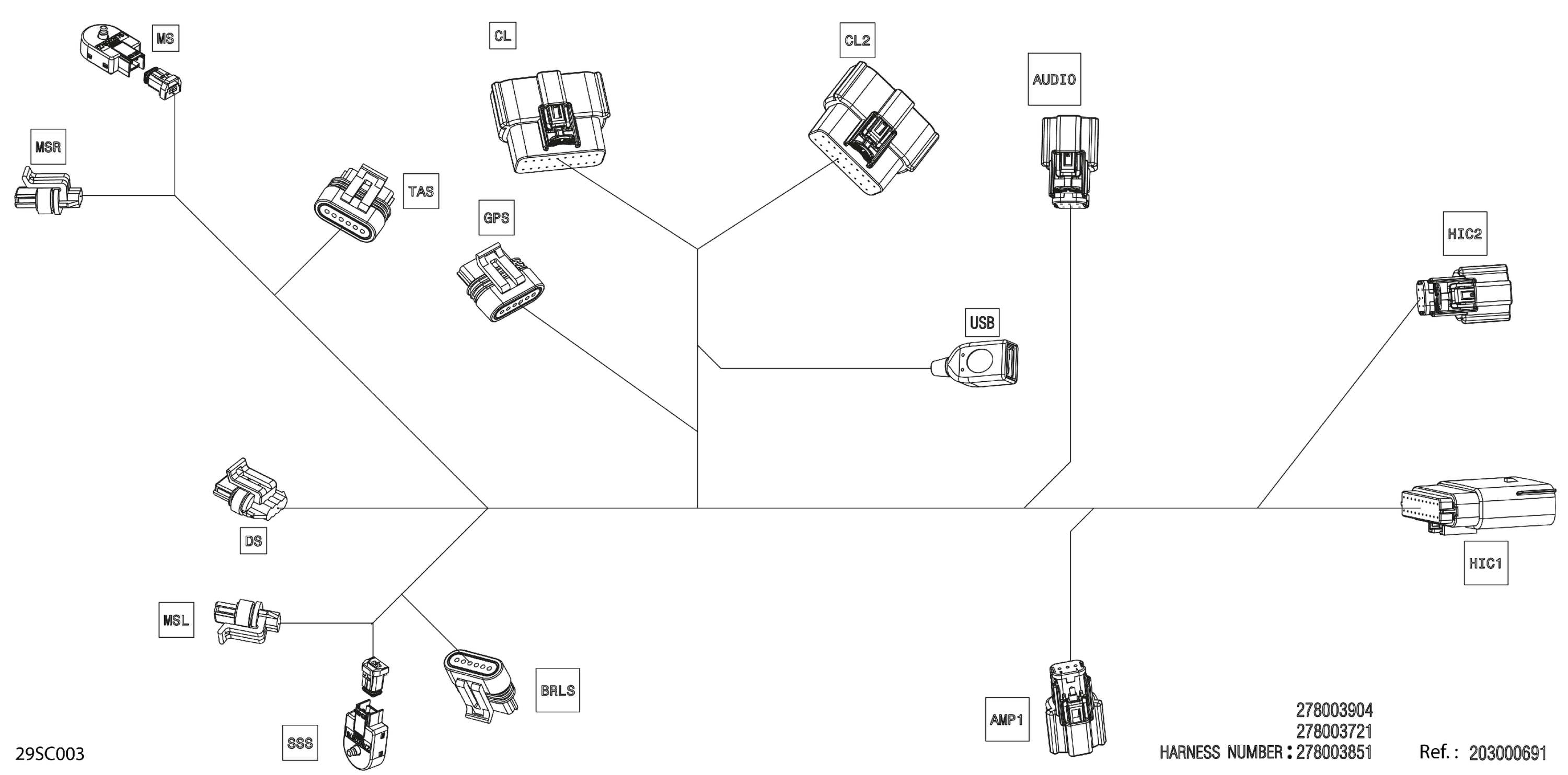 Схема узла: Electric - Steering Wiring Harness - 278003851