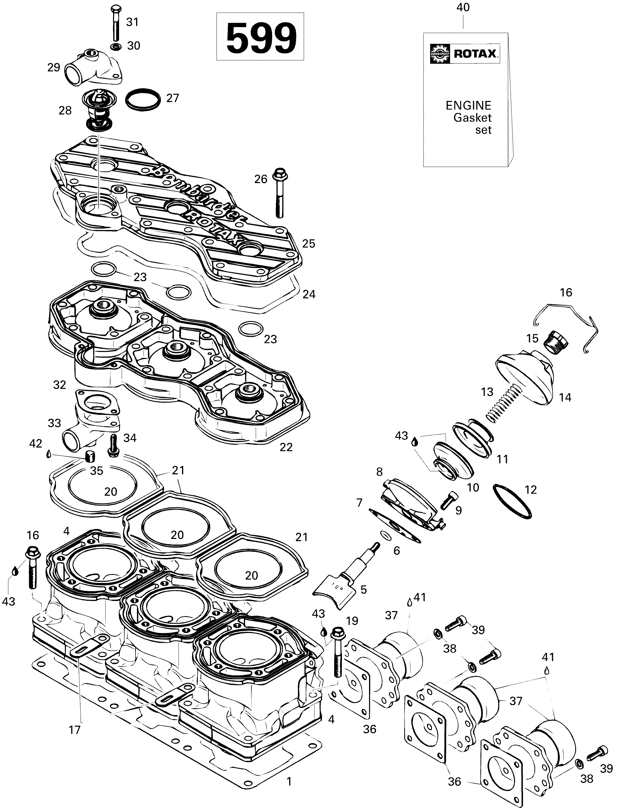 Cylinder And Exhaust Manifold 599