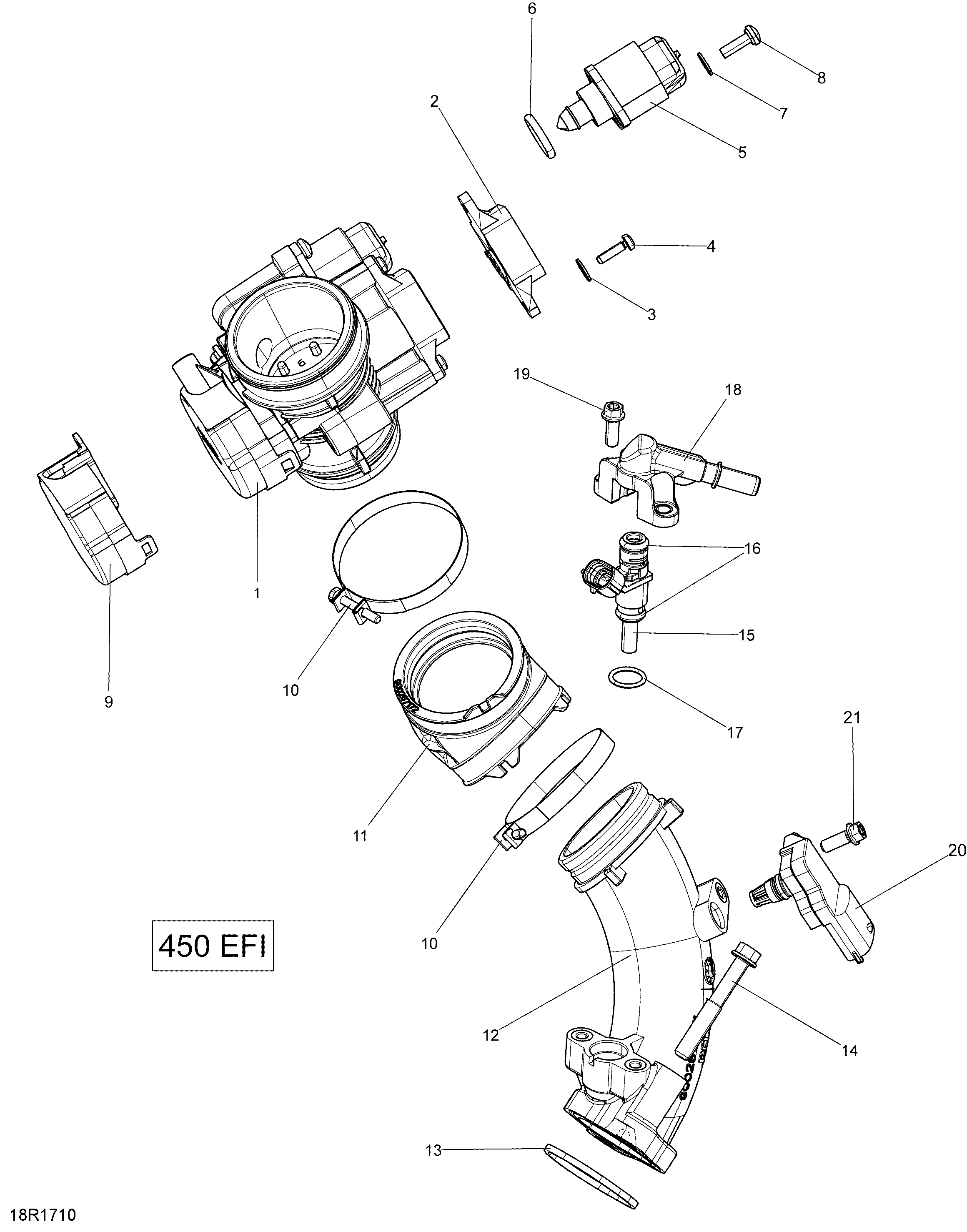 Air Intake Manifold and Throttle Body - 450 EFI