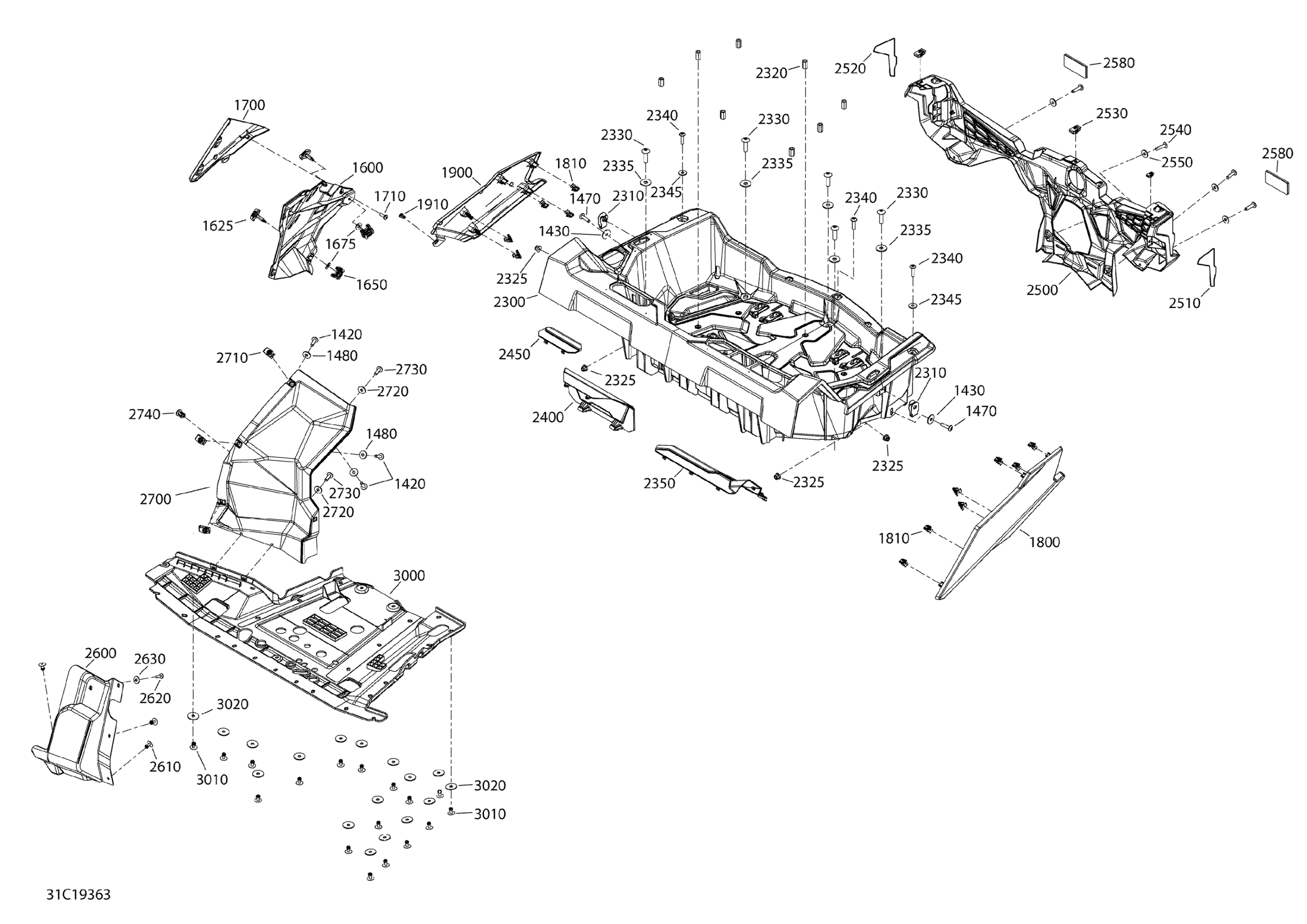 Body - 1000R - Red - Rear Section