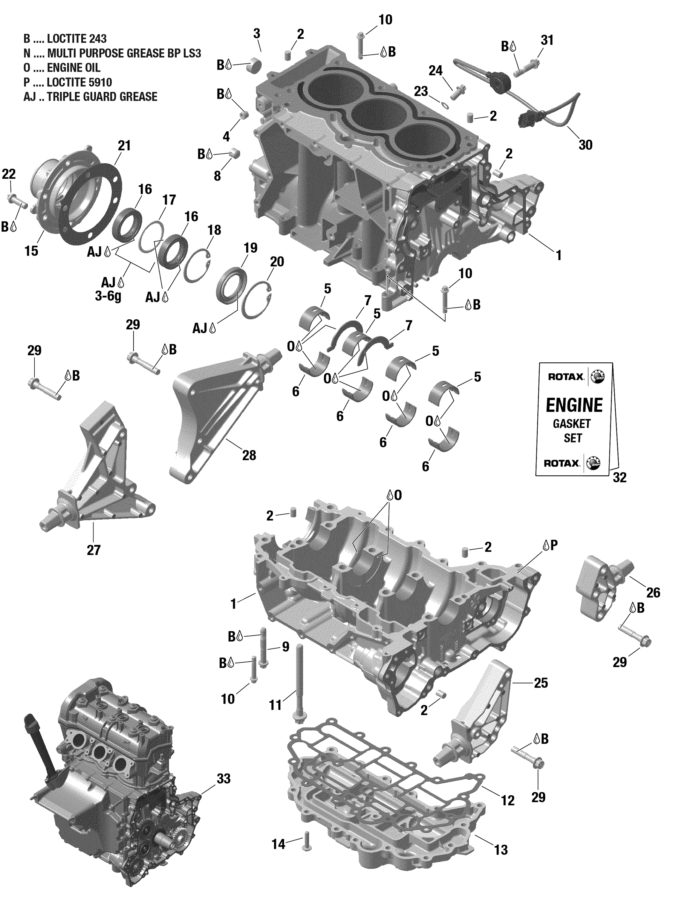 Rotax - Crankcase - 903 / Built up to Nov 5