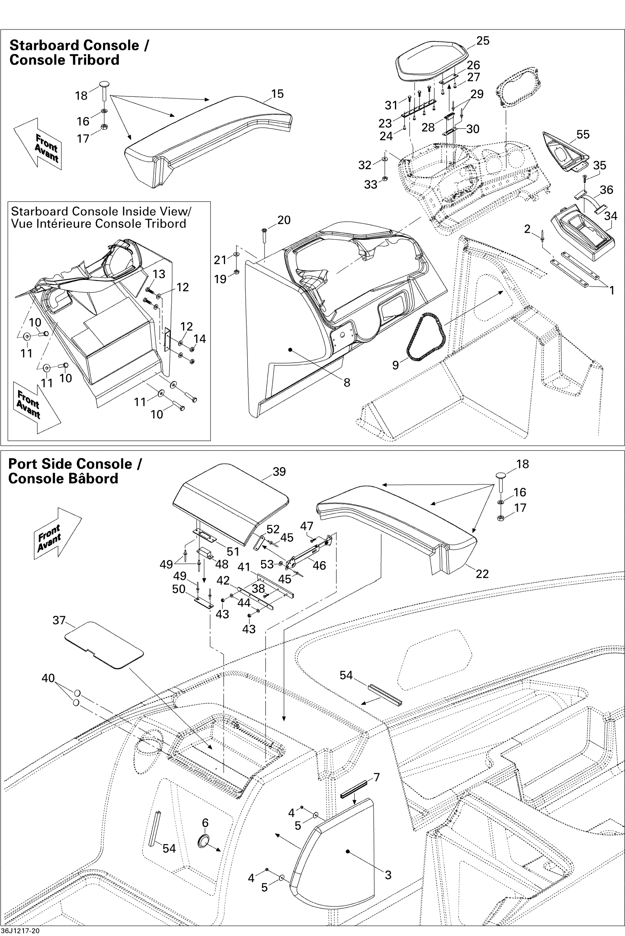 Схема узла: Front Console And Glove Box