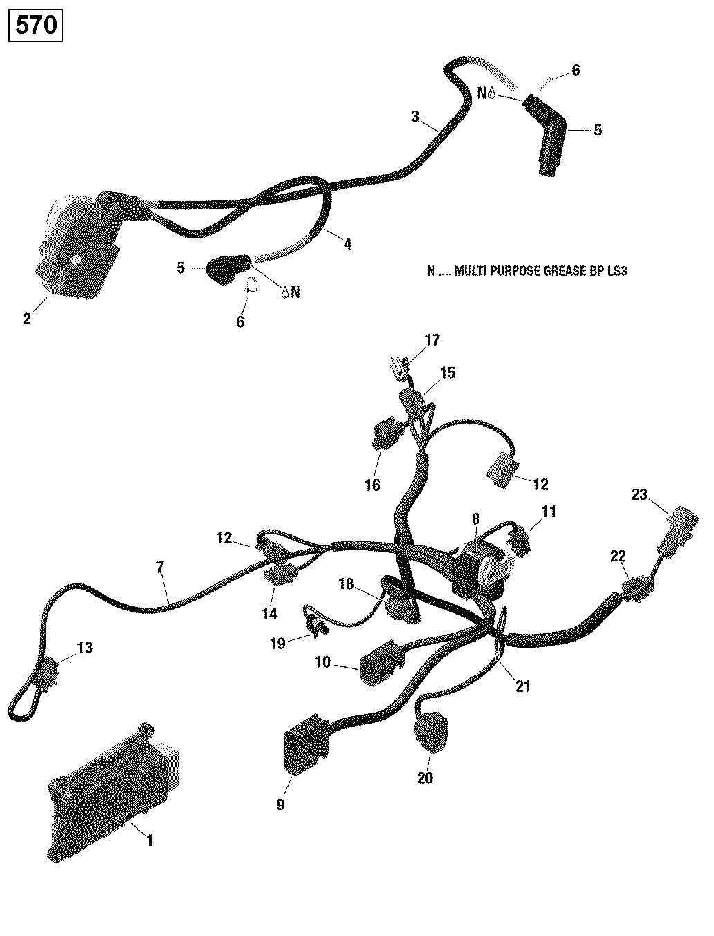 Схема узла: Engine Harness and Electronic Module - 570 EFI (Package PRO)