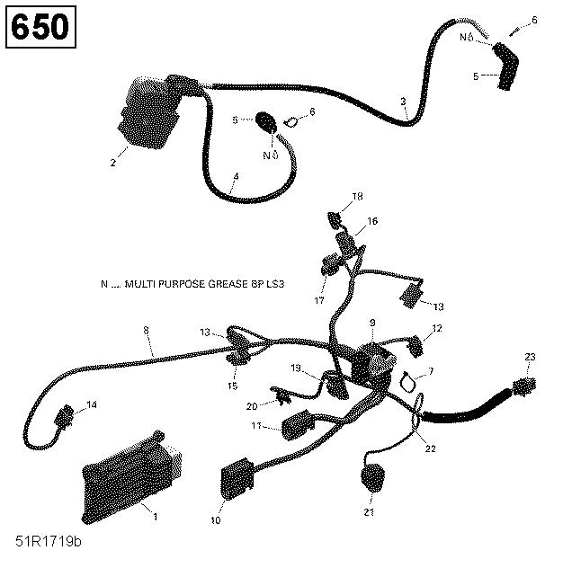 Engine Harness and Electronic Module - 650 EFI (Package North)