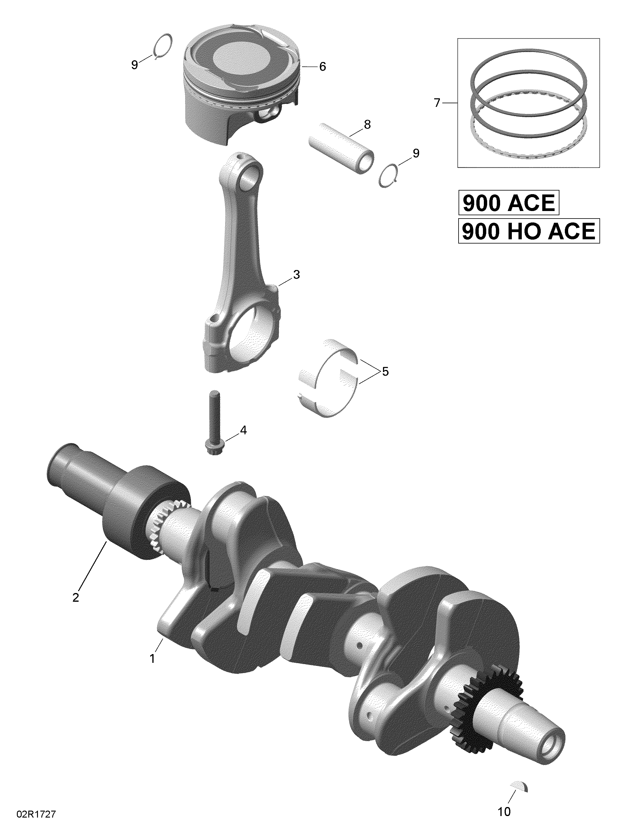 Crankshaft and Pistons - 900-900 HO ACE