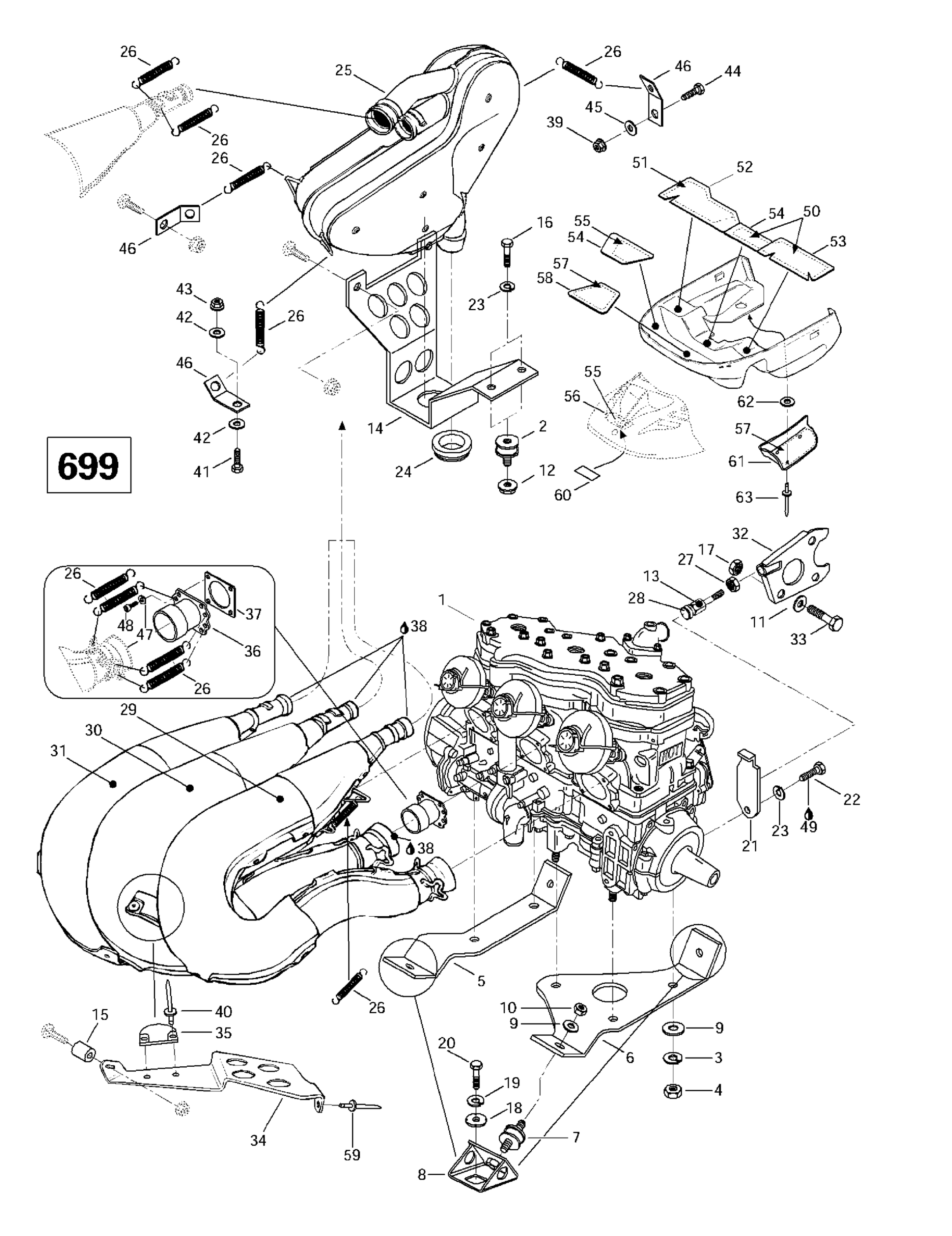 Engine Support And Muffler (699)