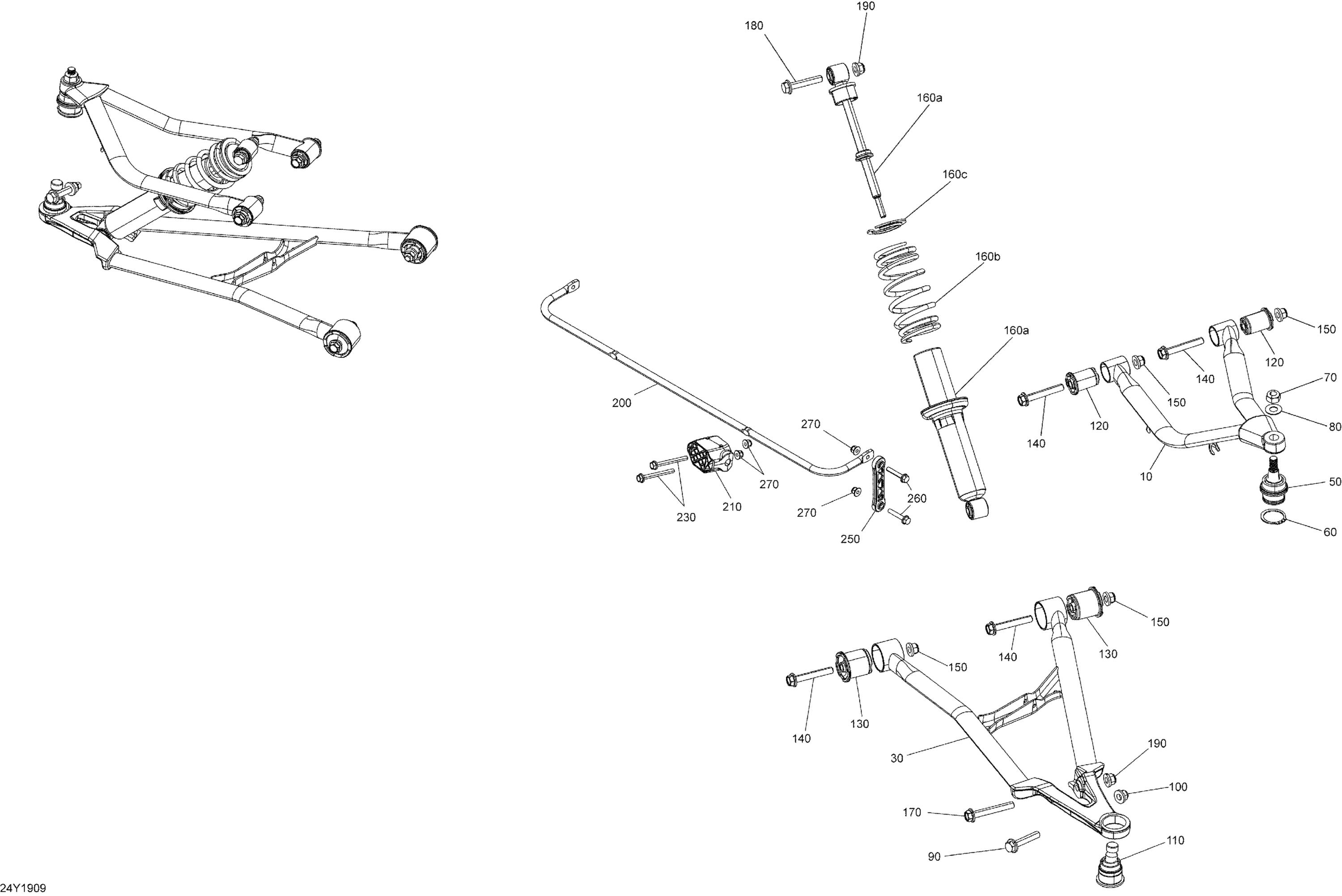 Схема узла: Suspension - Front - A-Arms / Shocks