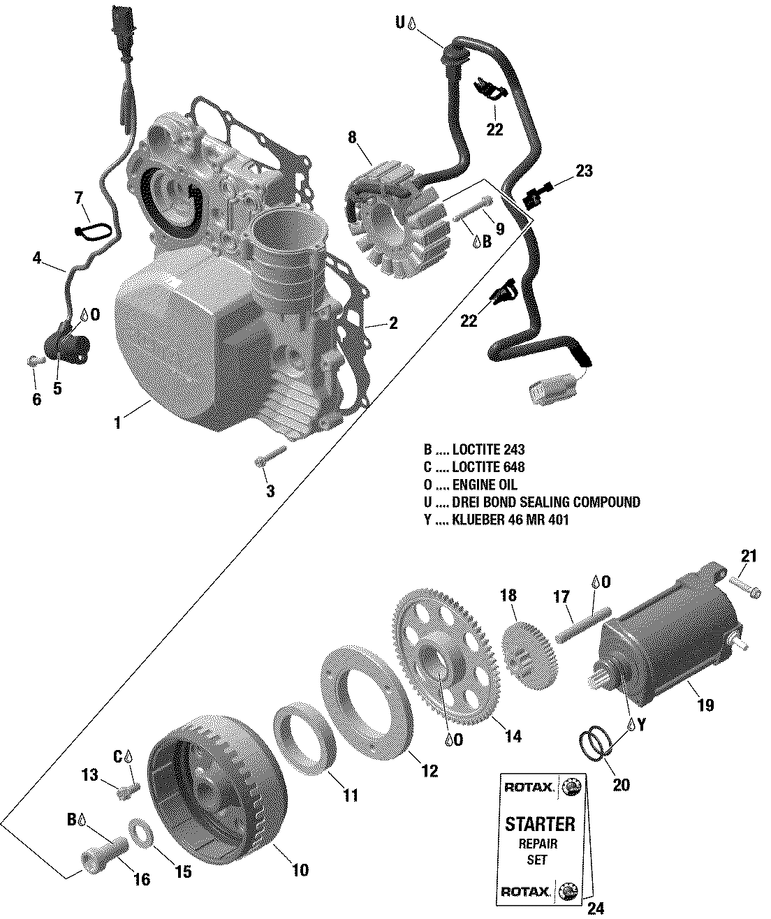 01 ROTAX - Engine - Magneto / Electric Starter - 600 ACE