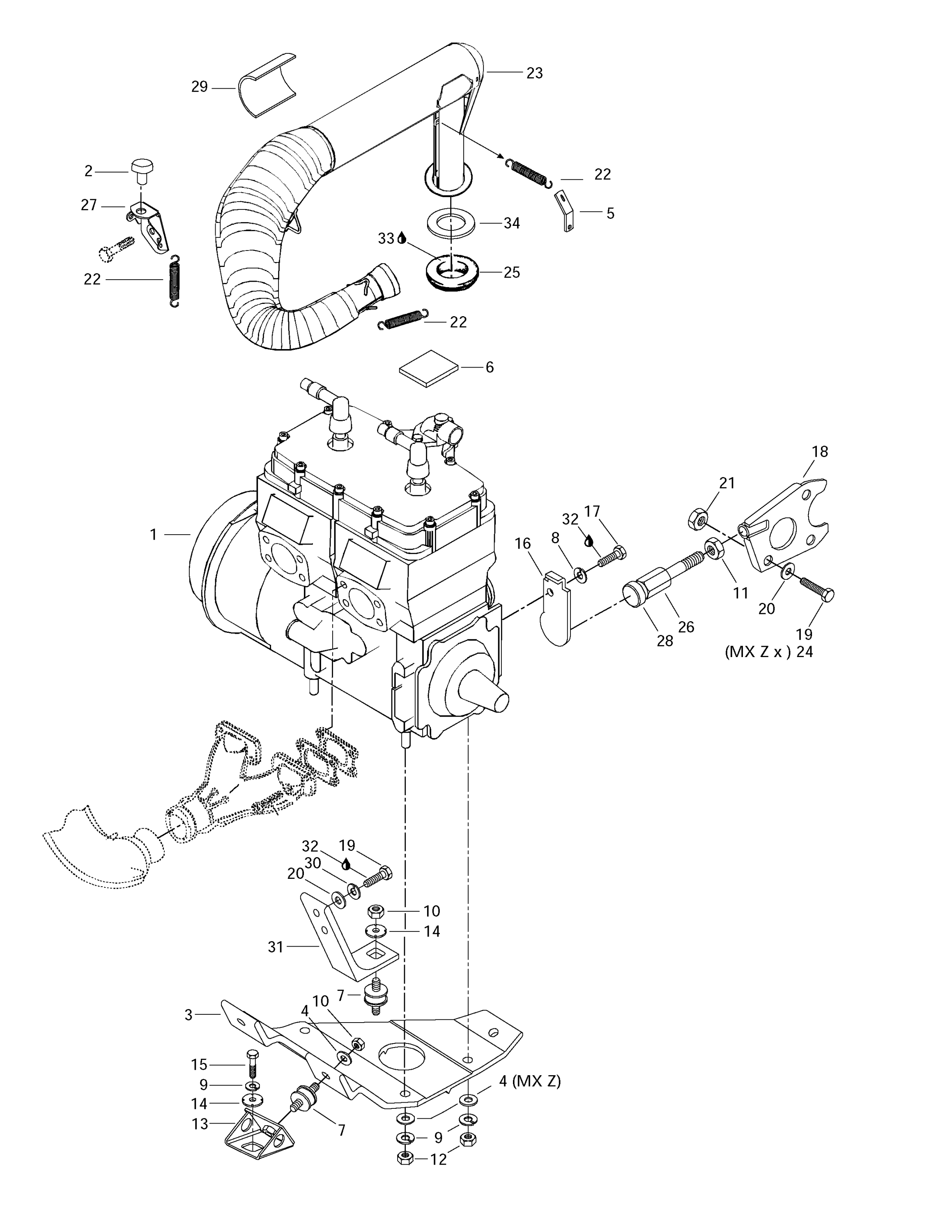 Схема узла: Engine Support And Muffler