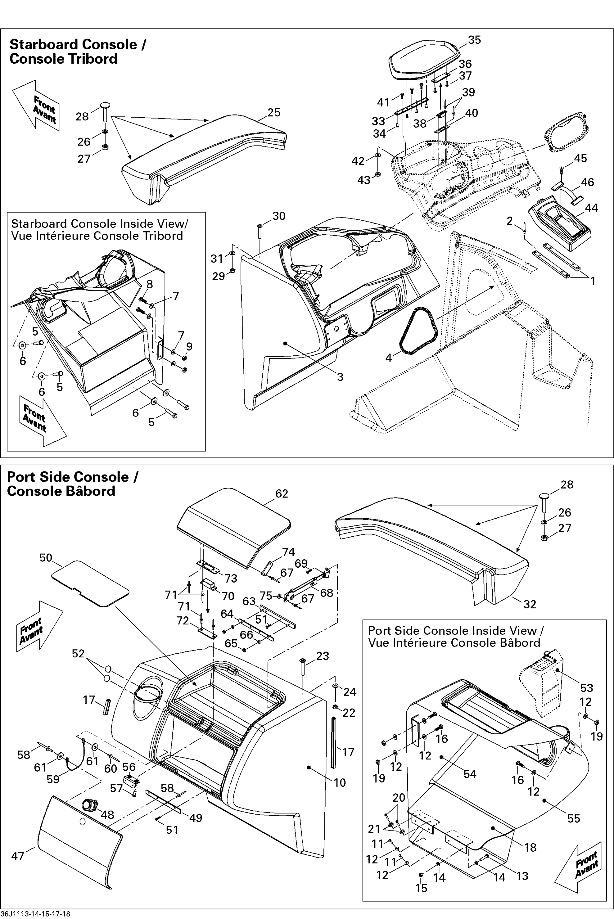 Схема узла: Front Console And Glove Box