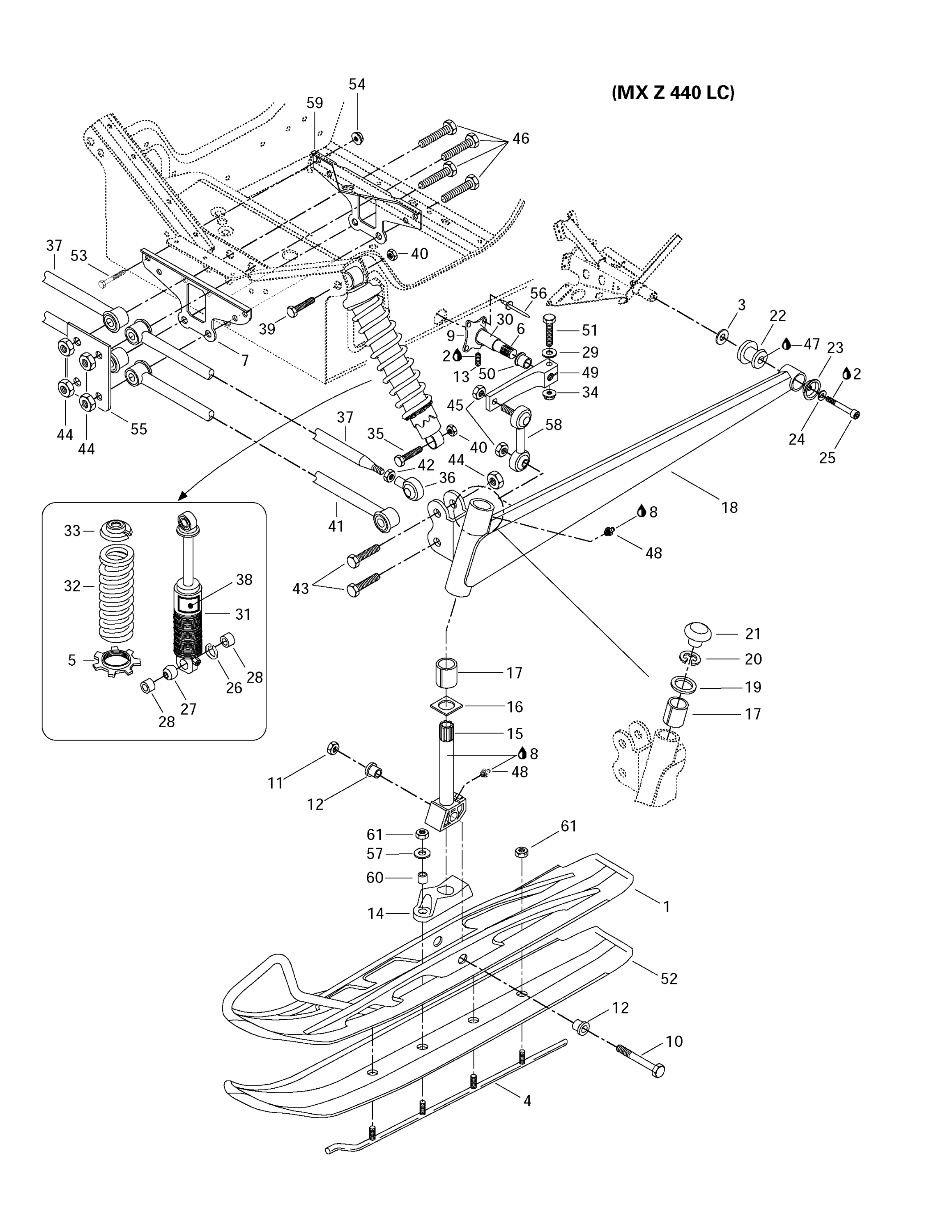 Схема узла: Front Suspension And Ski (MX Z 440 LC)