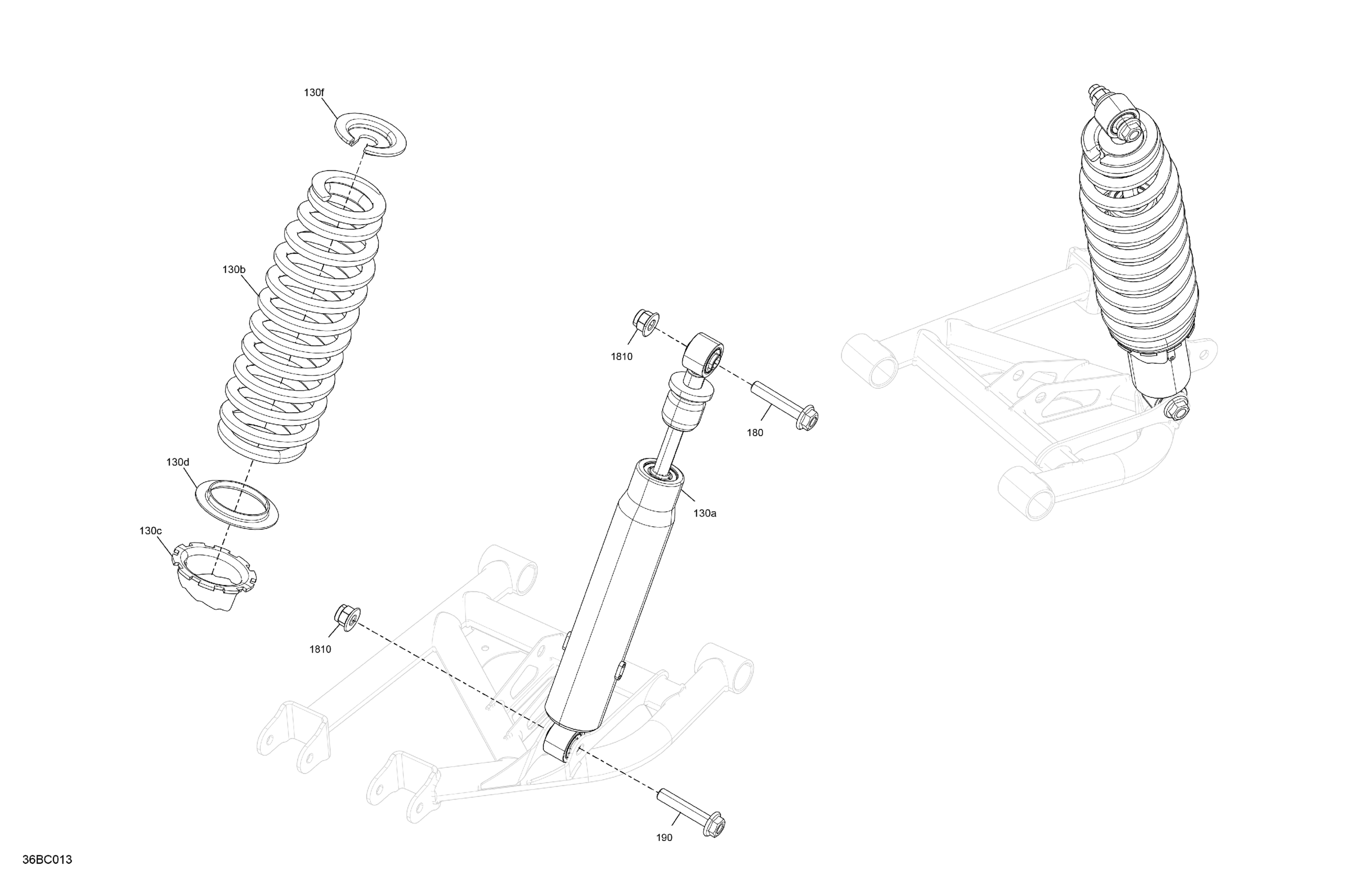 Схема узла: Suspension - Rear Shocks